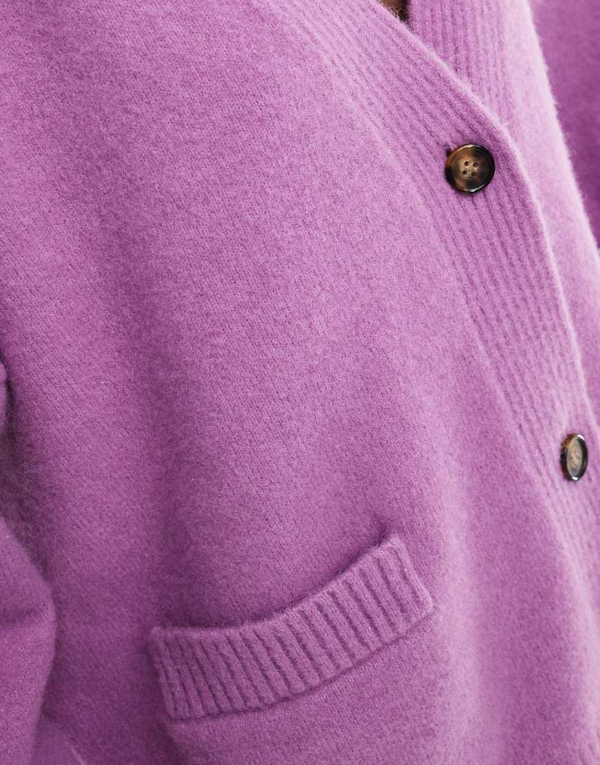 Monki Knit Button Front Oversized Cardigan in Purple Lyst UK