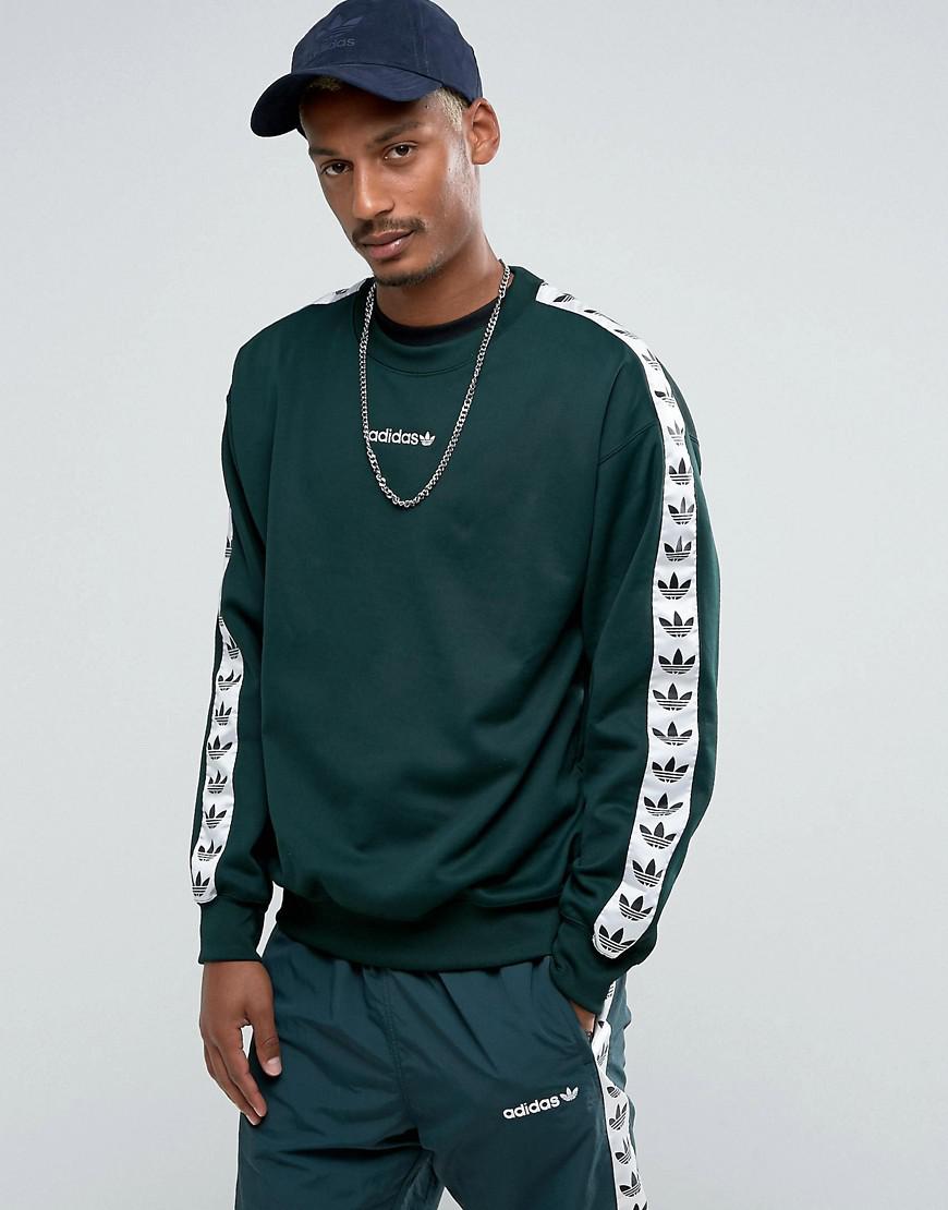 adidas Originals Synthetic Adicolor Tnt Tape Crew Sweatshirt in Green for  Men | Lyst