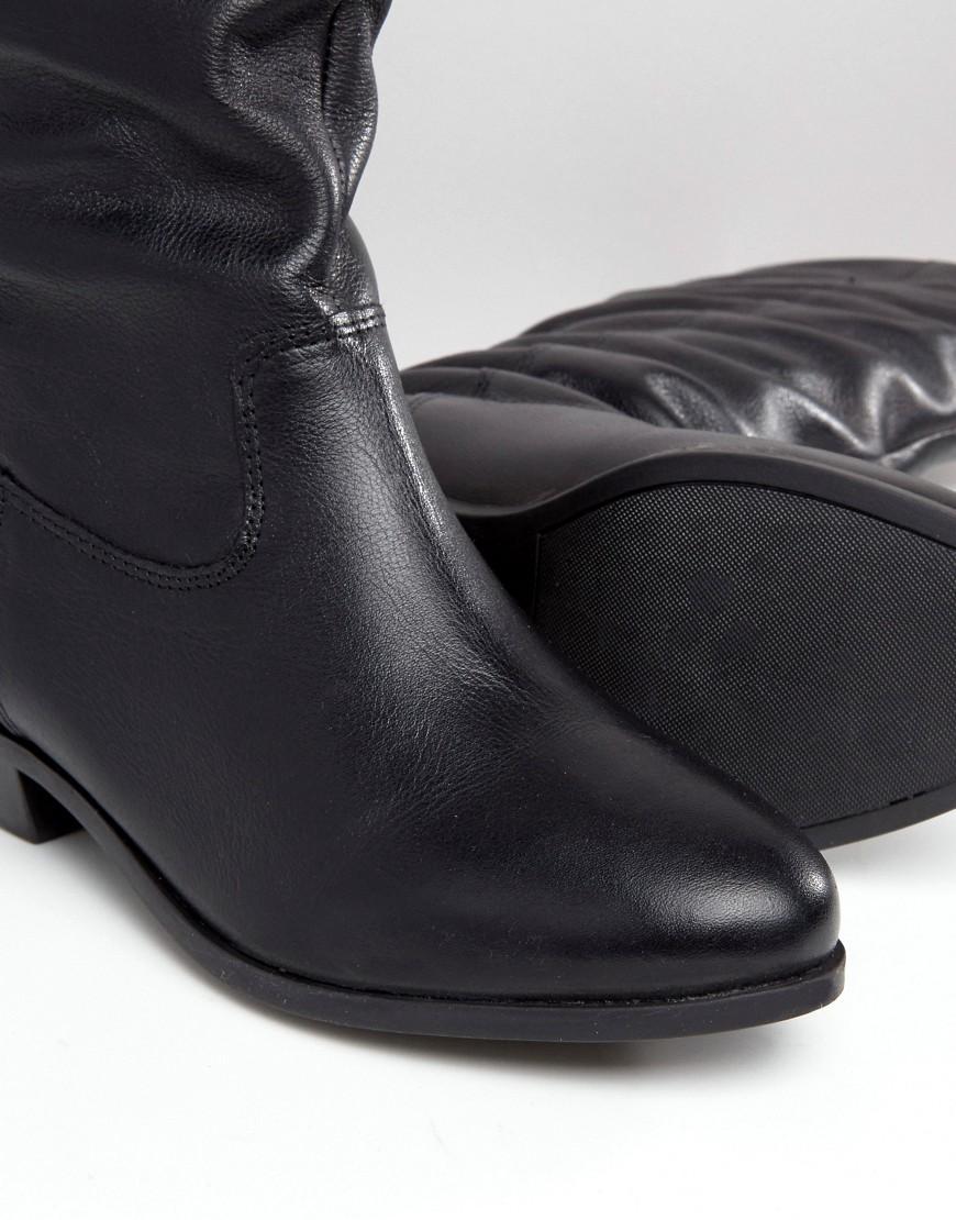 flat slouch leather boots