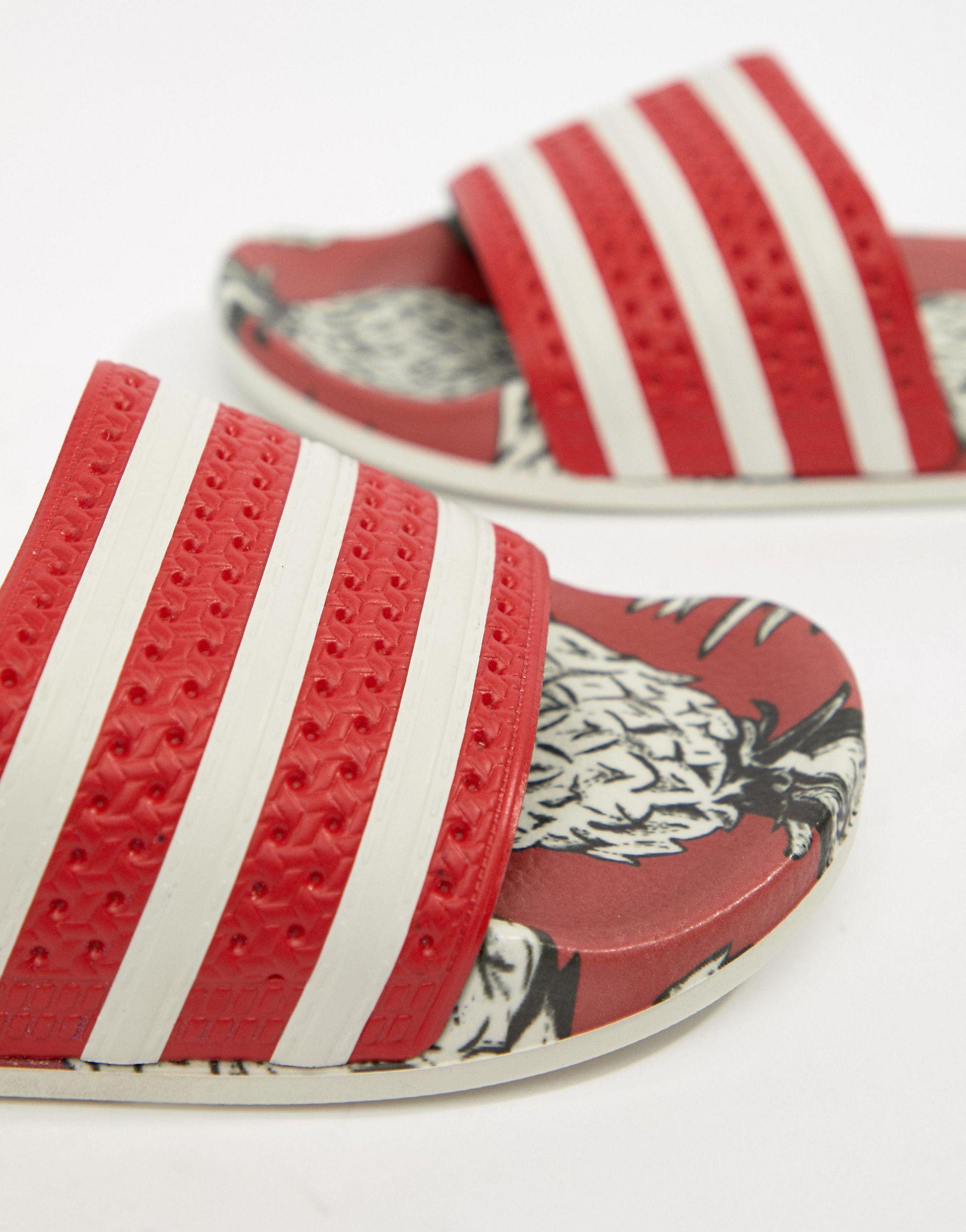 adidas Originals Adidas X Farm Adilette Slider Sandals In Tropical Print |  Lyst