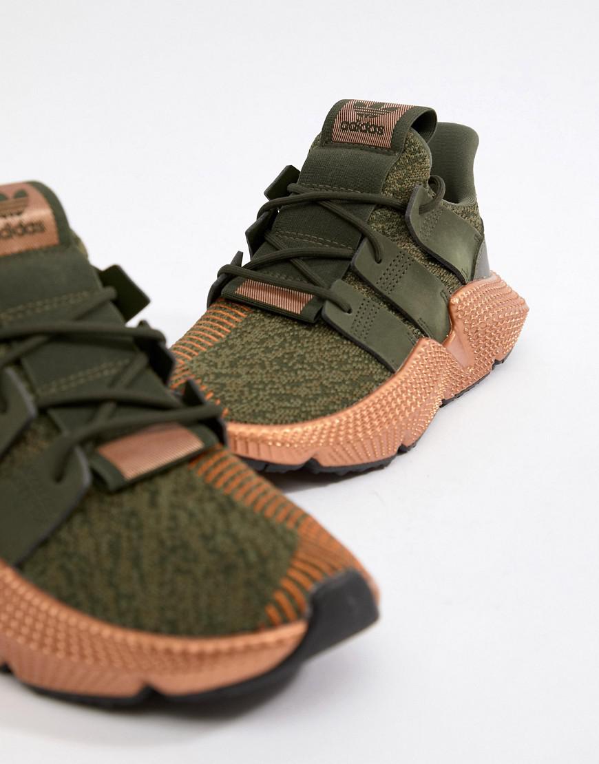 adidas originals prophere sneakers in khaki and copper