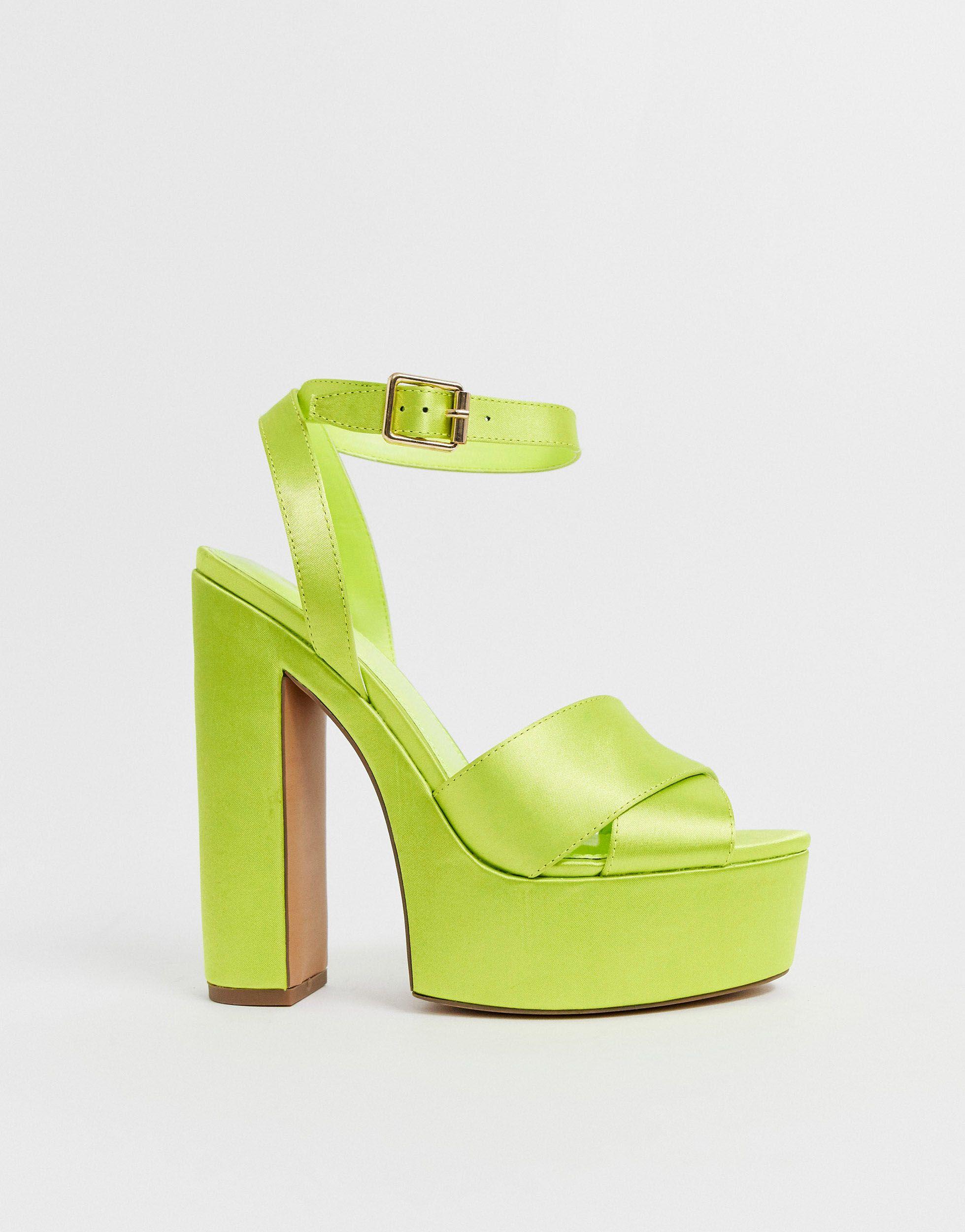 ASOS Novel Chunky Platfrom Heeled Sandals in Green | Lyst