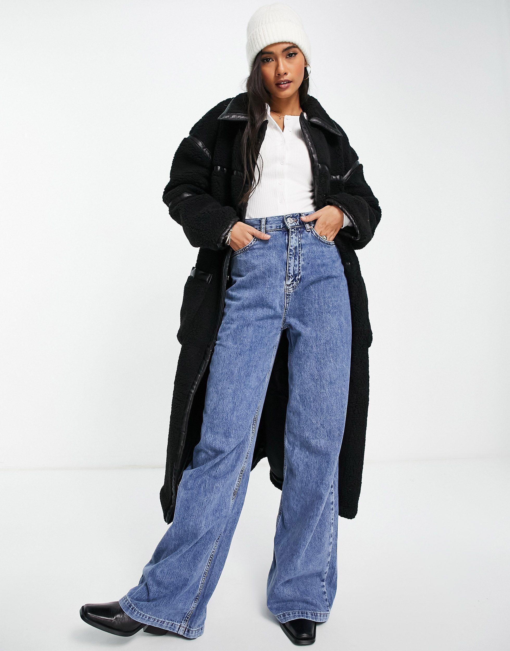 hooded borg maxi coat