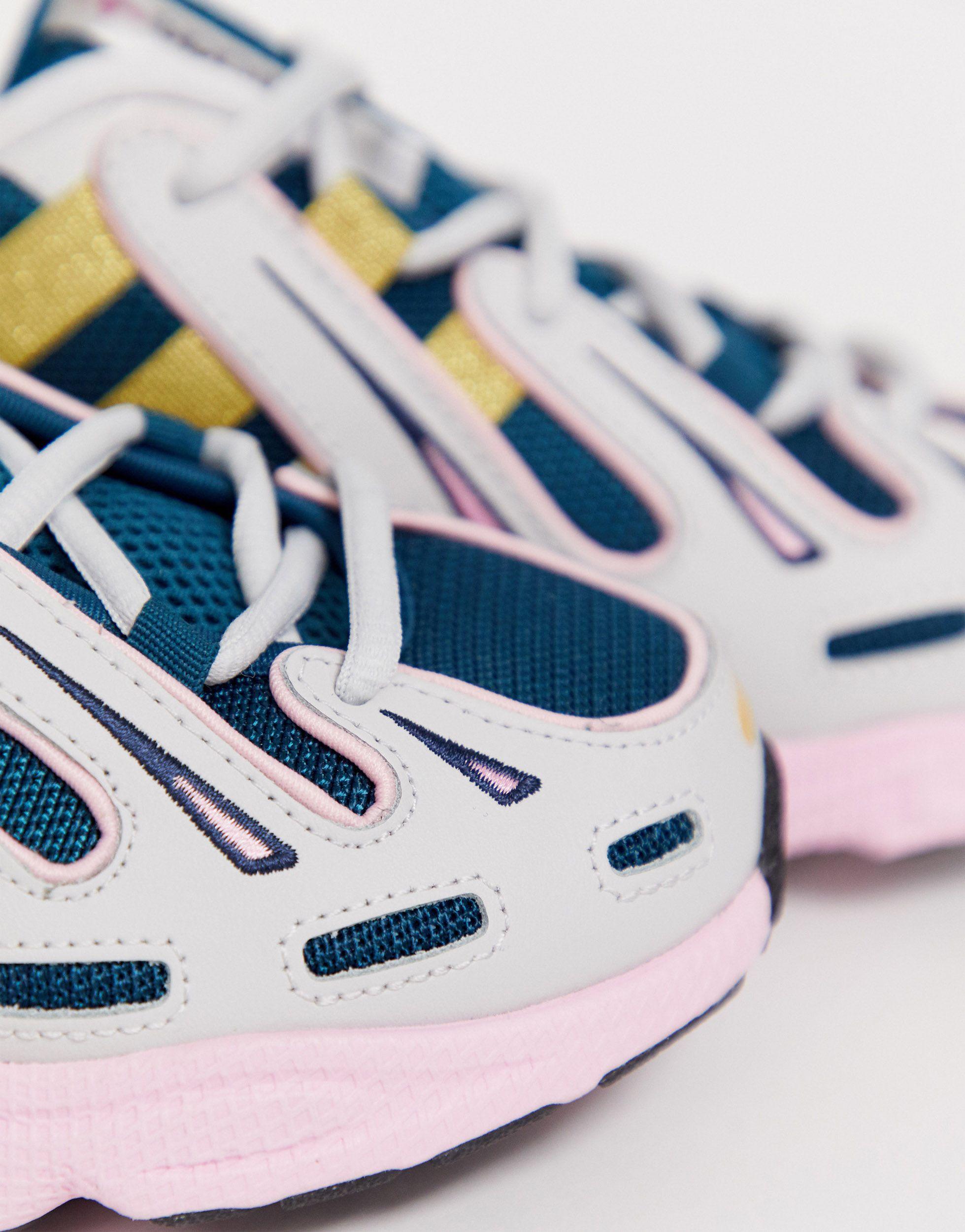 adidas originals eqt gazelle sneakers in navy and pink