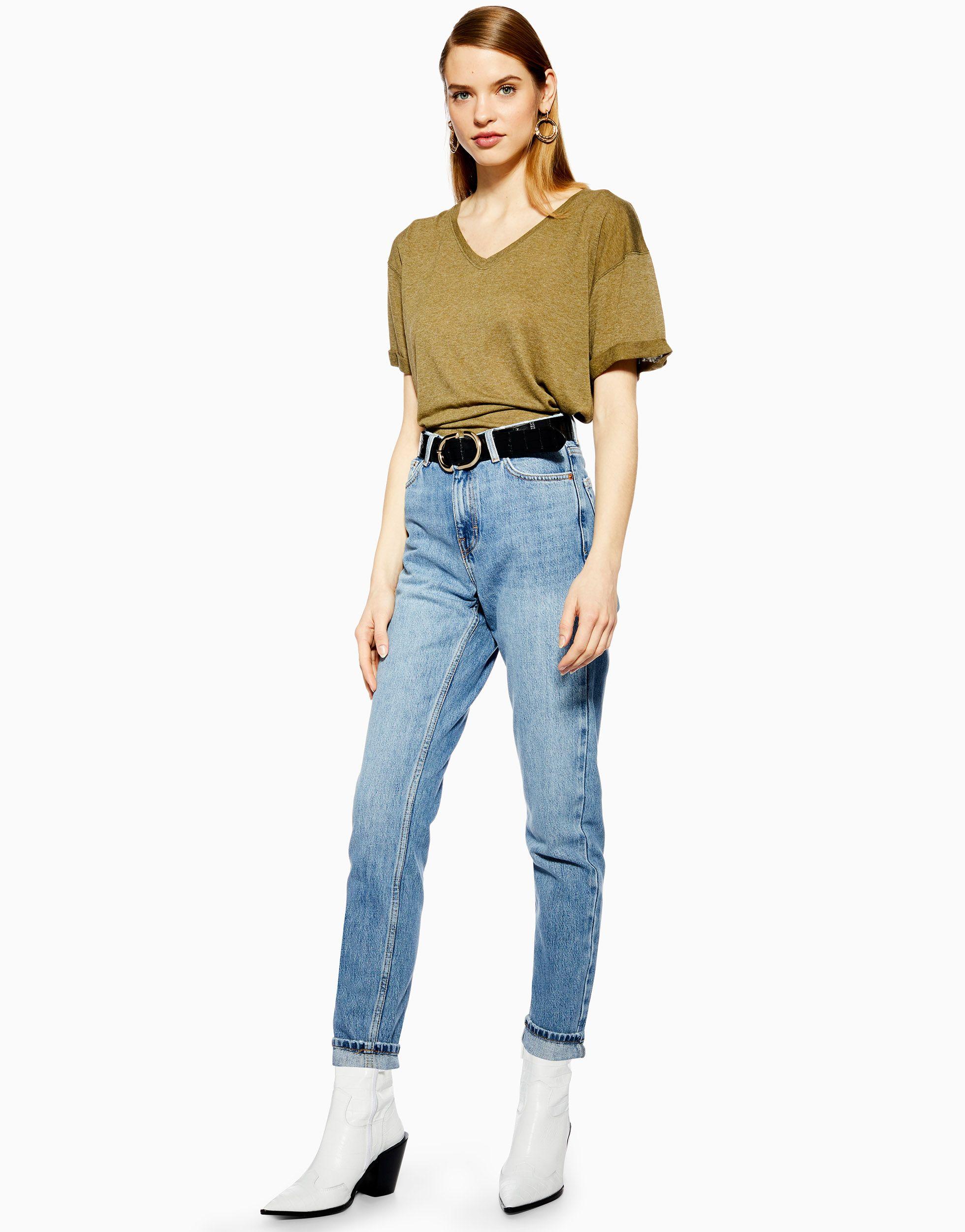 Topshop Unique Denim Mom Jeans in Mid 