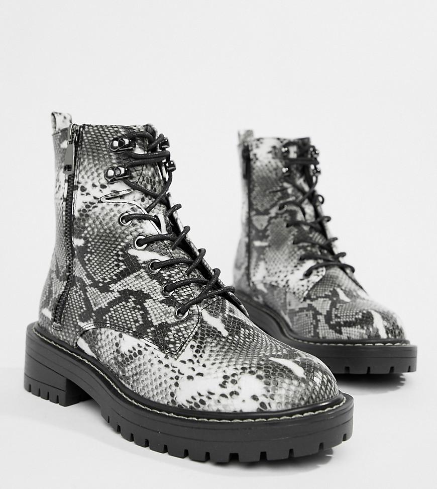 new look lace up flat hiker boot