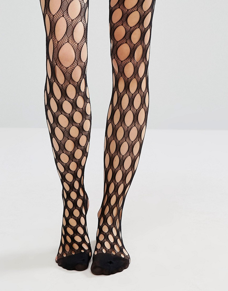 ASOS Synthetic Large Hole Tights in Black Lyst