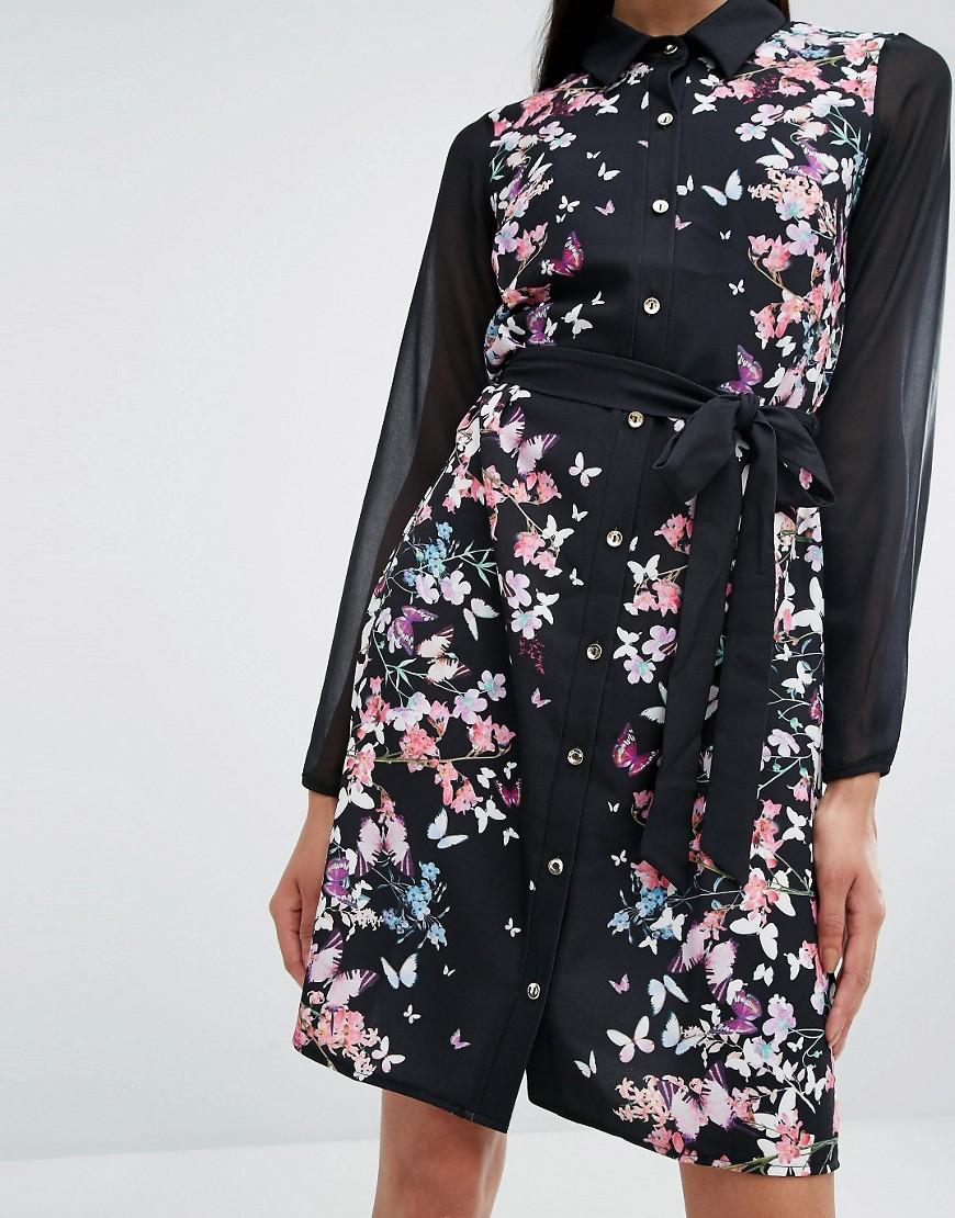 lipsy floral shirt dress
