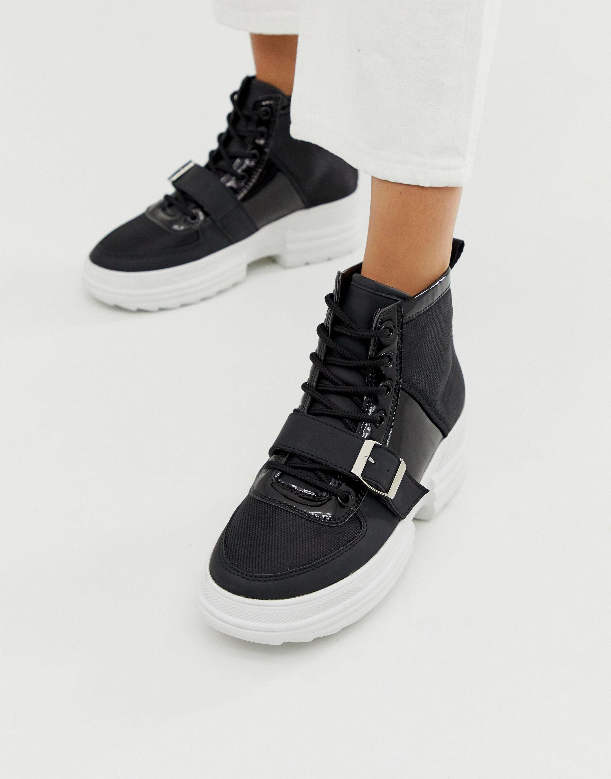 ASOS Discover Chunky Hi Top Trainers in Black - Lyst