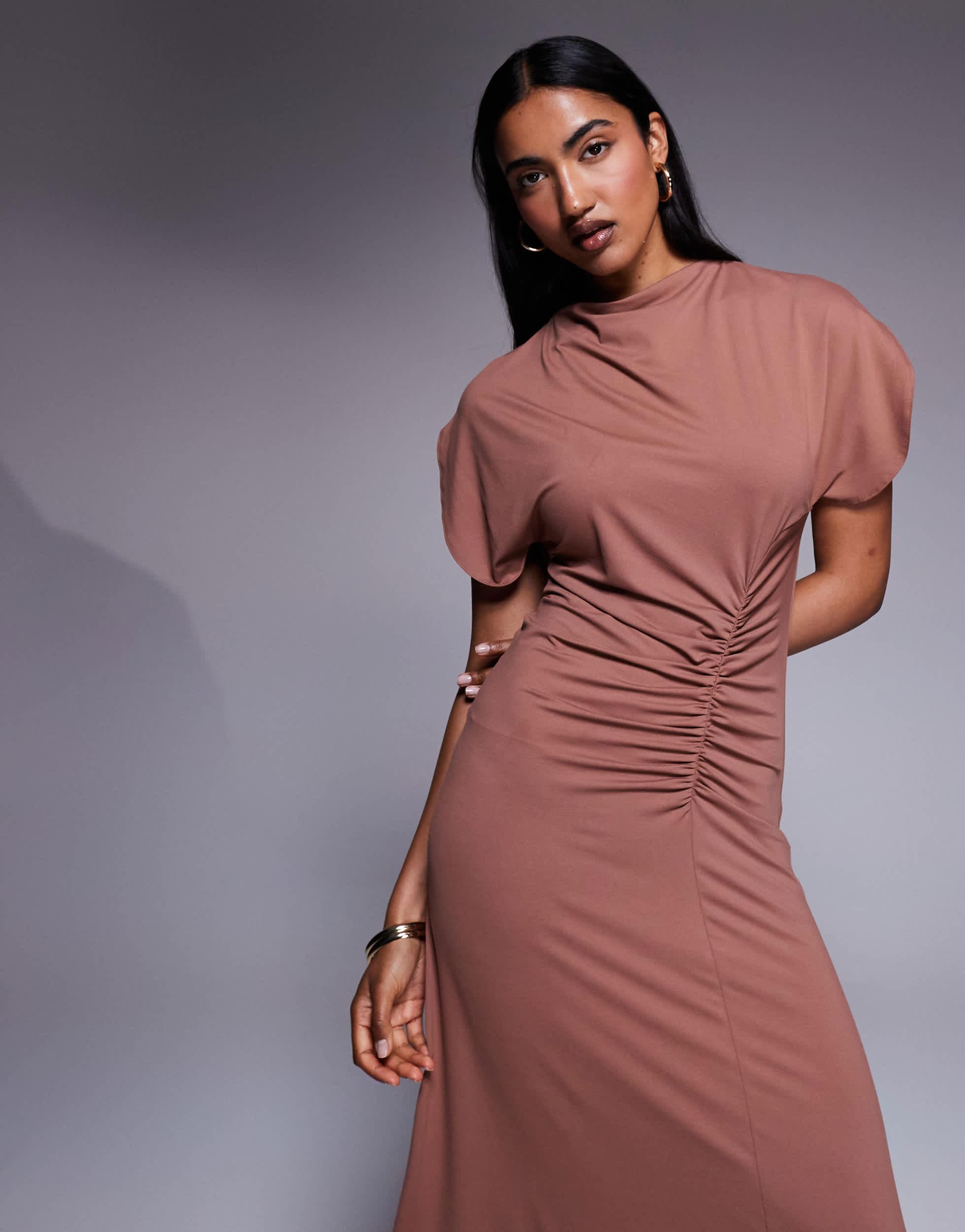 ruched flutter sleeve maxi dress Floral Maxi Dress V-Neck Flutter Sleeve Ruched Waist
