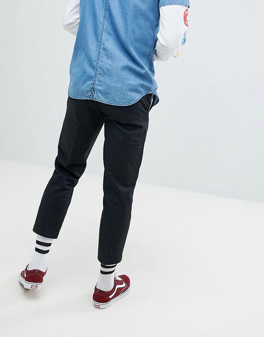 black cropped work trousers