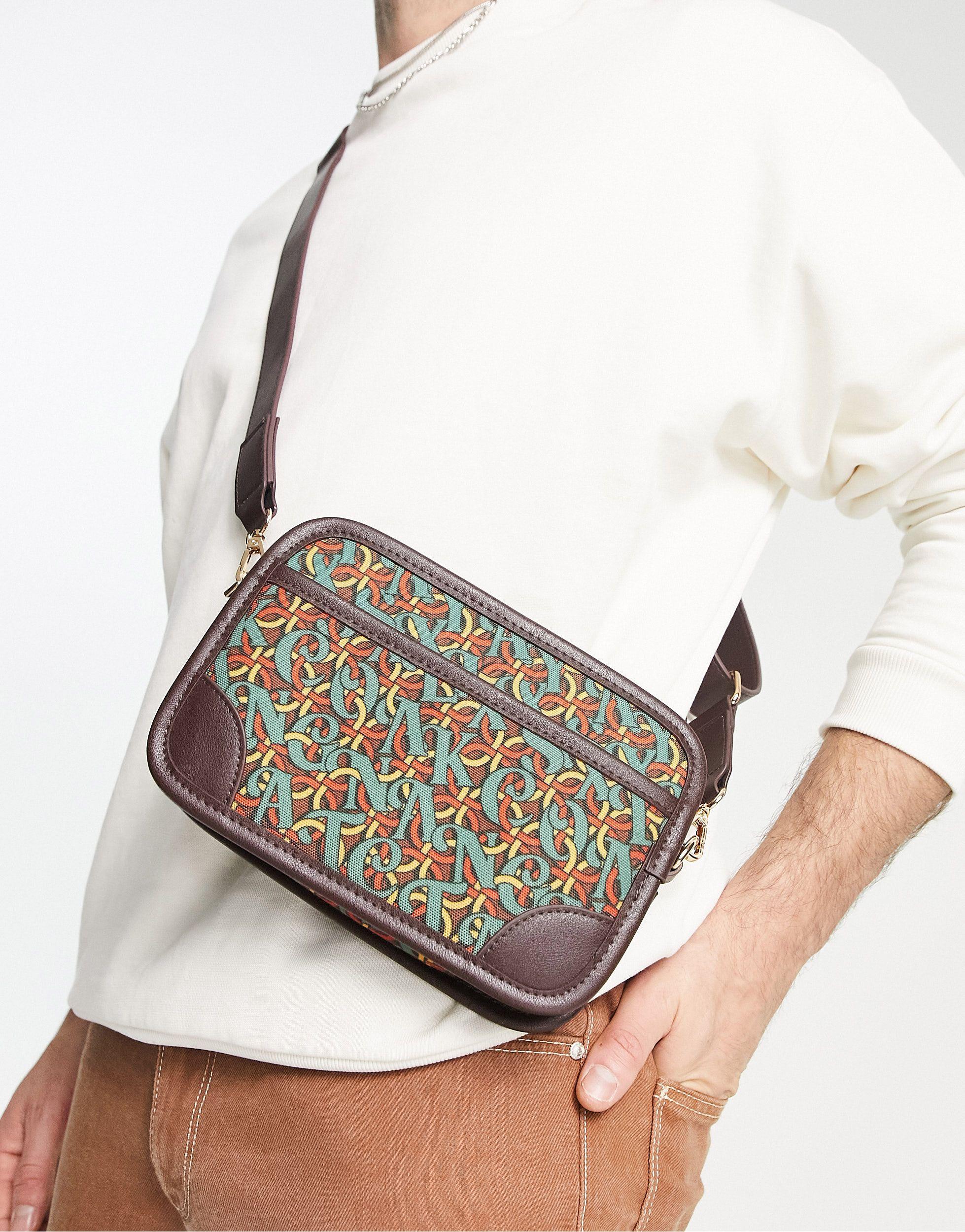 ASOS Monogram Cross Body Bag in Natural for Men Lyst