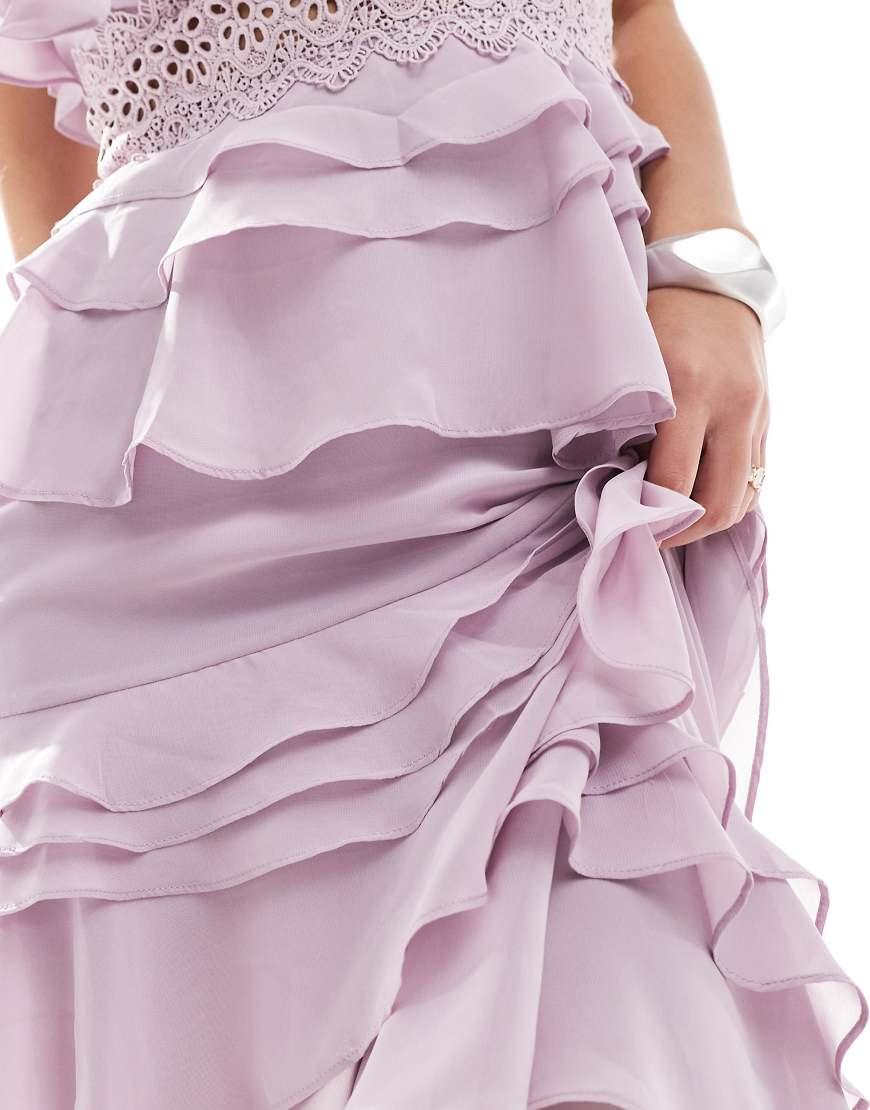 True Decadence Plunge Front Tiered Ruffle Maxi-Dress in Pink Lyst UK