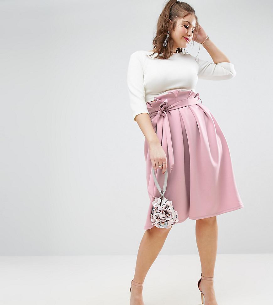Asos Synthetic Scuba Prom Skirt With Paperbag Waist In Pink Lyst