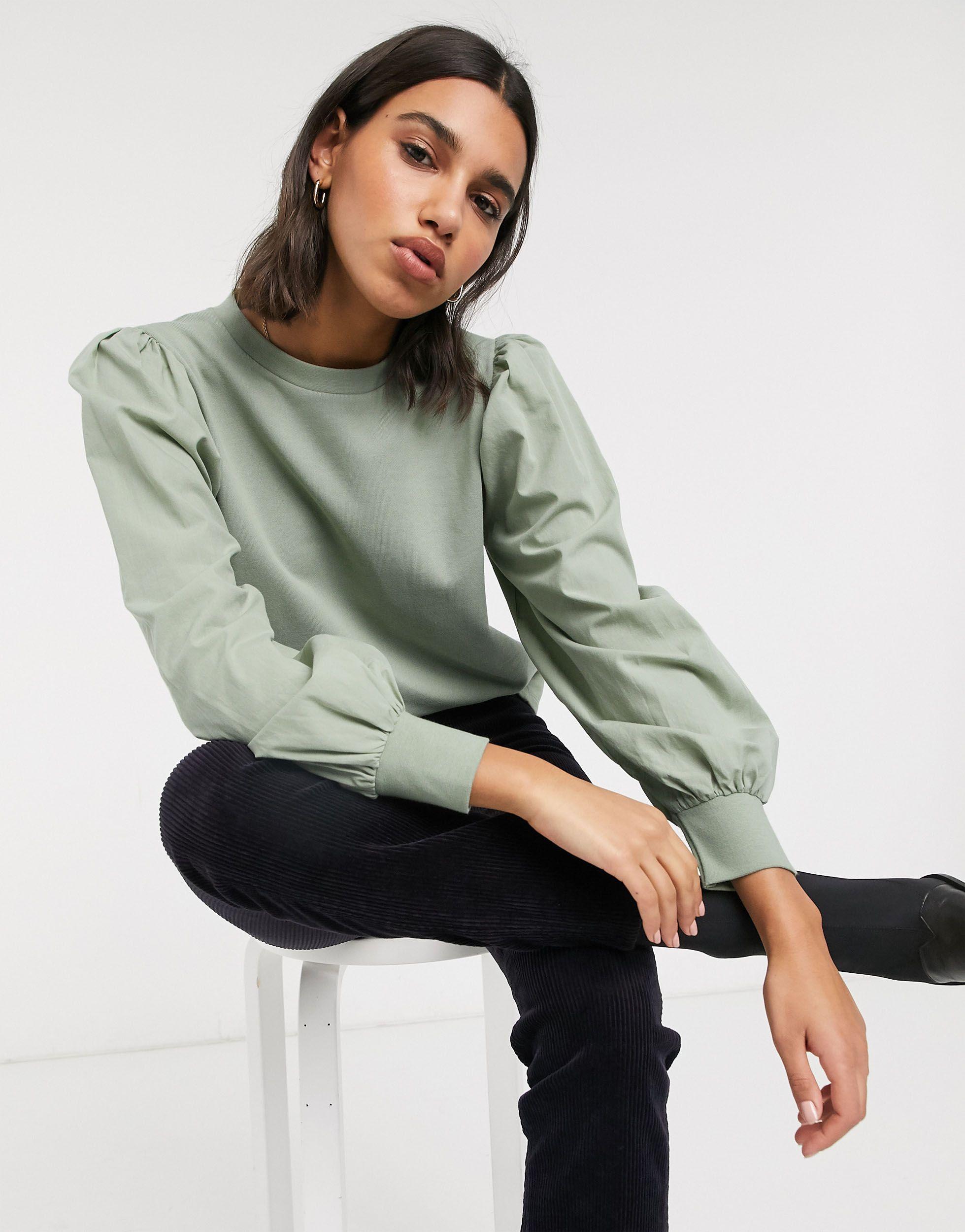 Sudadera con mangas Stradivarius de Algodón de color Verde | Lyst