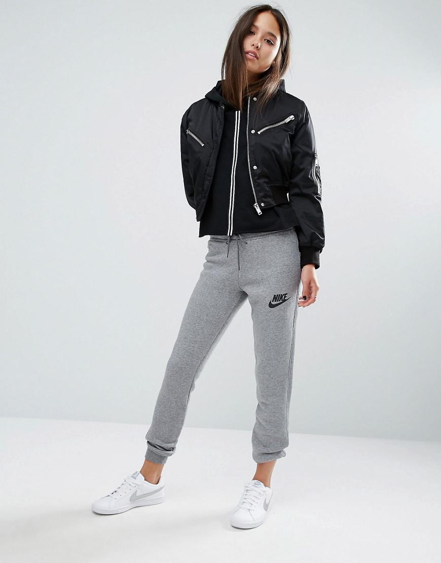 nike rally black swoosh logo slim fit joggers