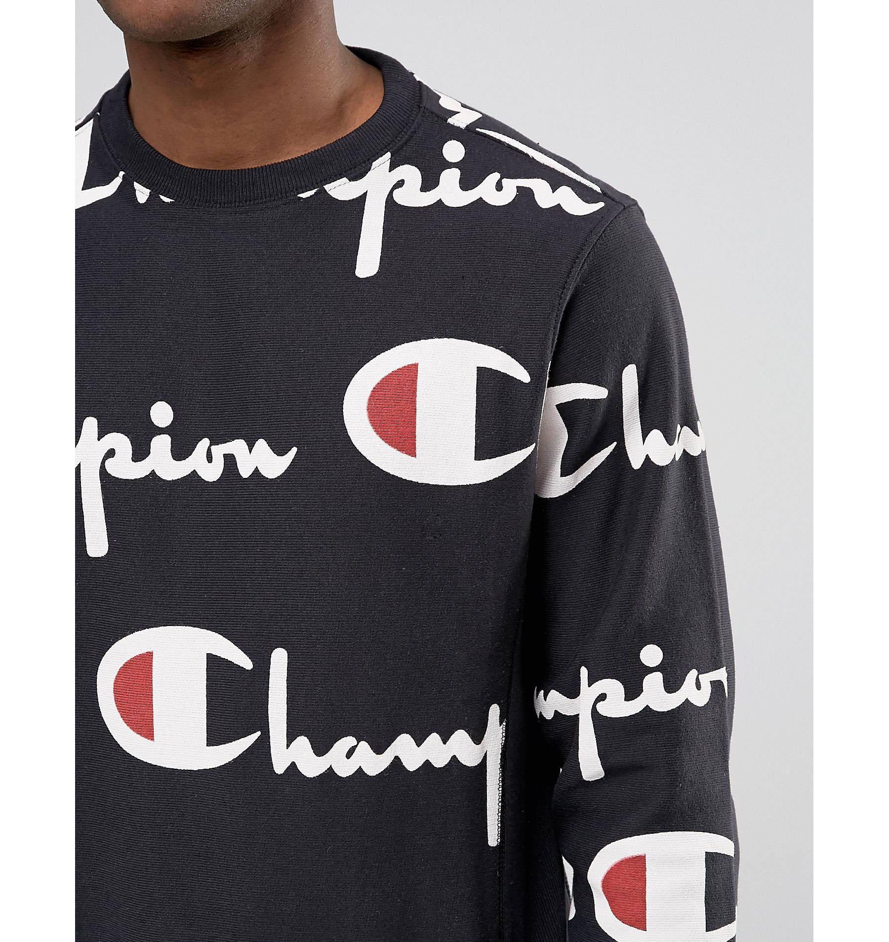 champion jumper with logo all over