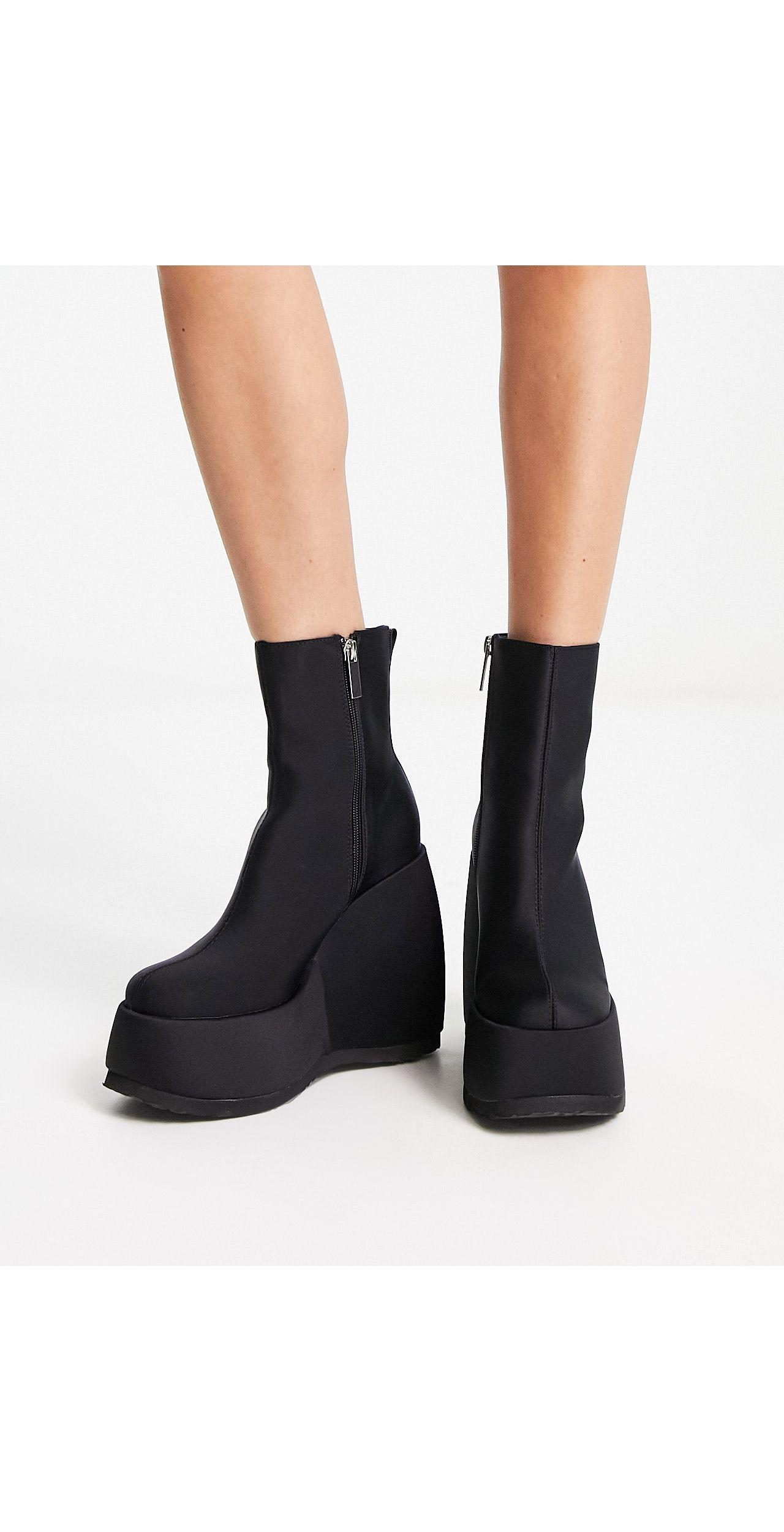 Shellys London Roxanne Wedge Boots in Black | Lyst