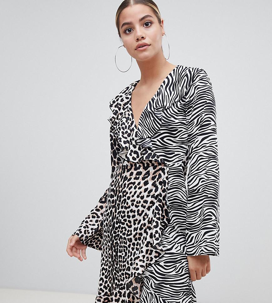 pretty little thing leopard wrap dress