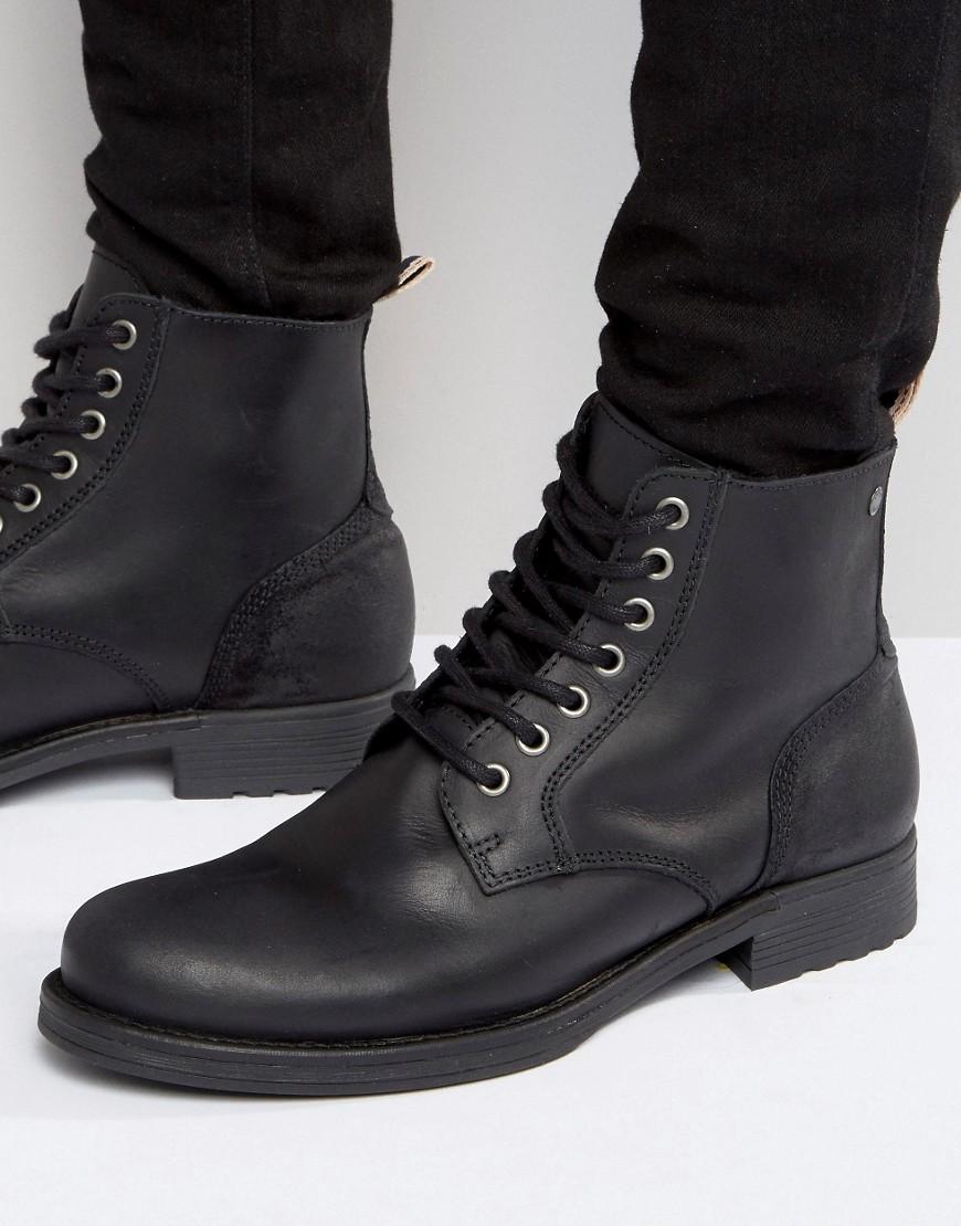 Jack & Jones Sting Leather Boots in Black for Men Lyst