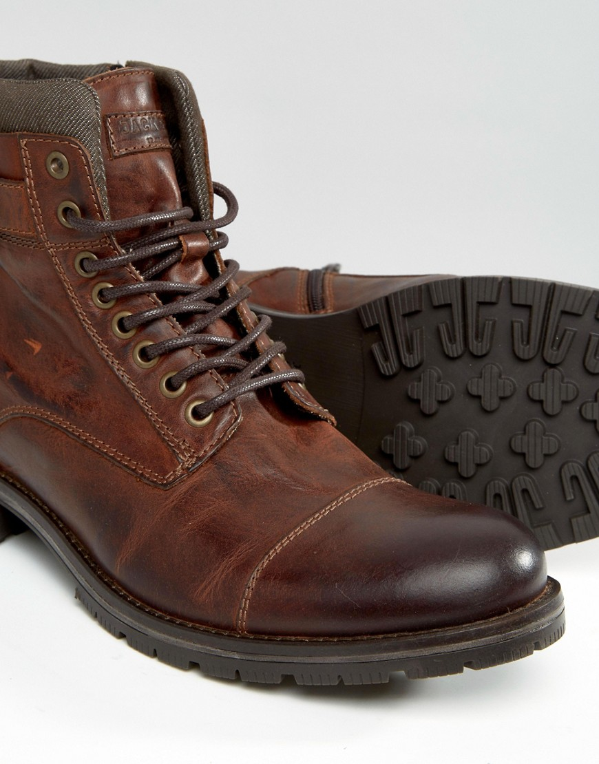 Jack & Jones Albany Leather Boots in Brown for Men - Lyst