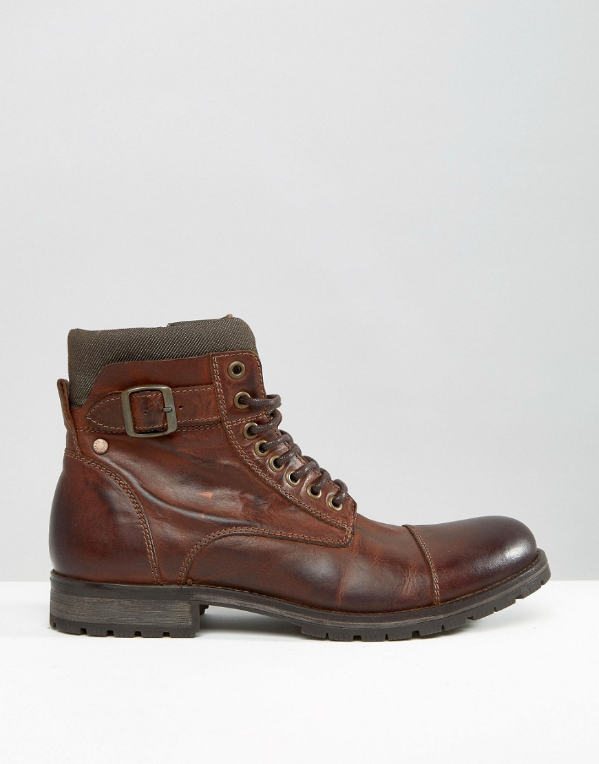 Jack & Jones Albany Leather Boots in Brown for Men | Lyst