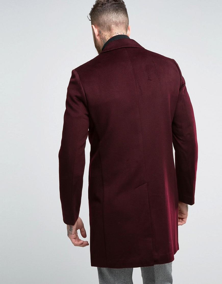 Reiss Wool Overcoat in Red for Men - Lyst