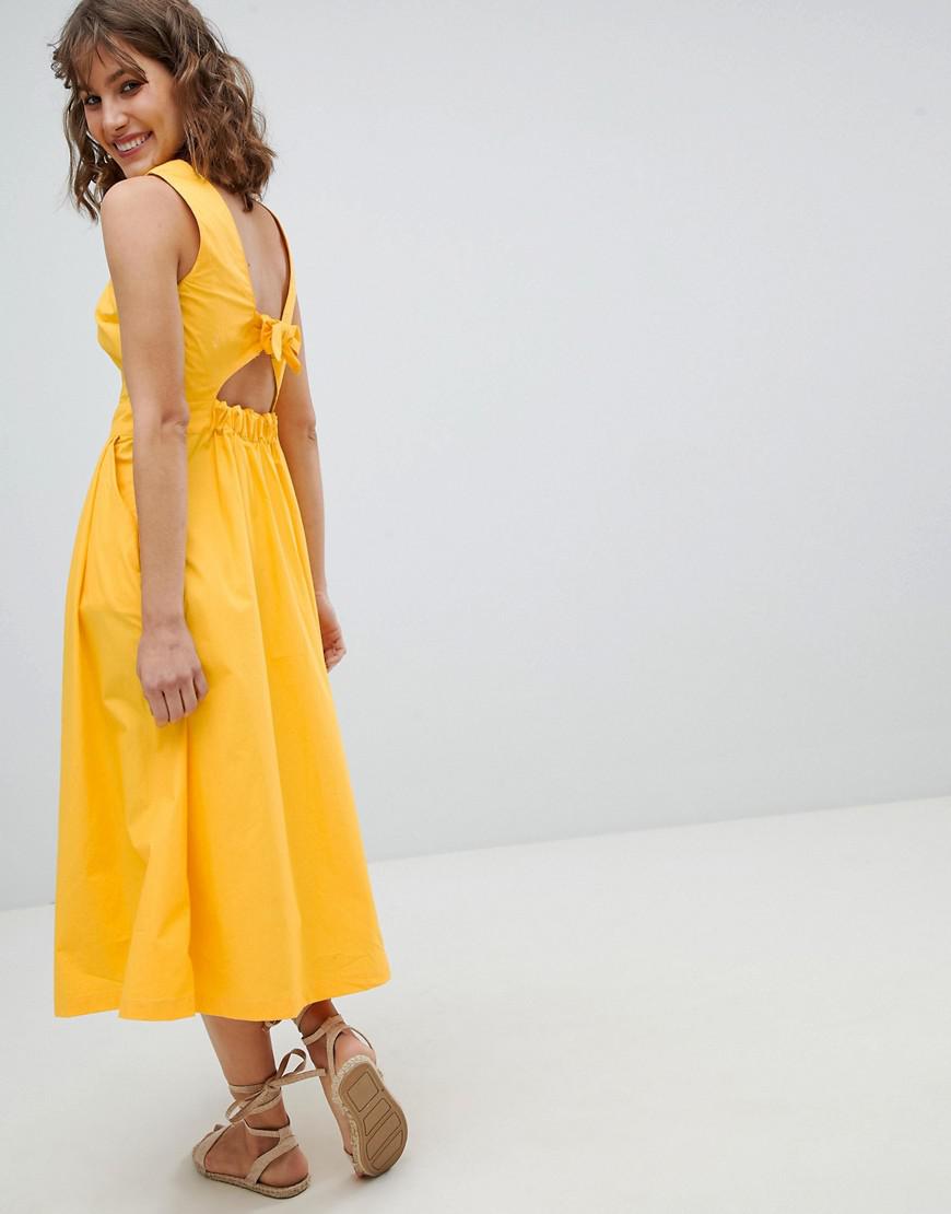 warehouse tie back midi dress