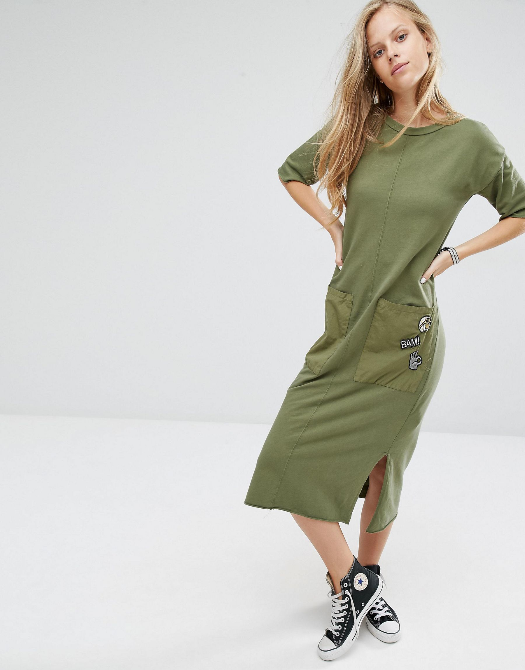 midi t shirt dress with pockets