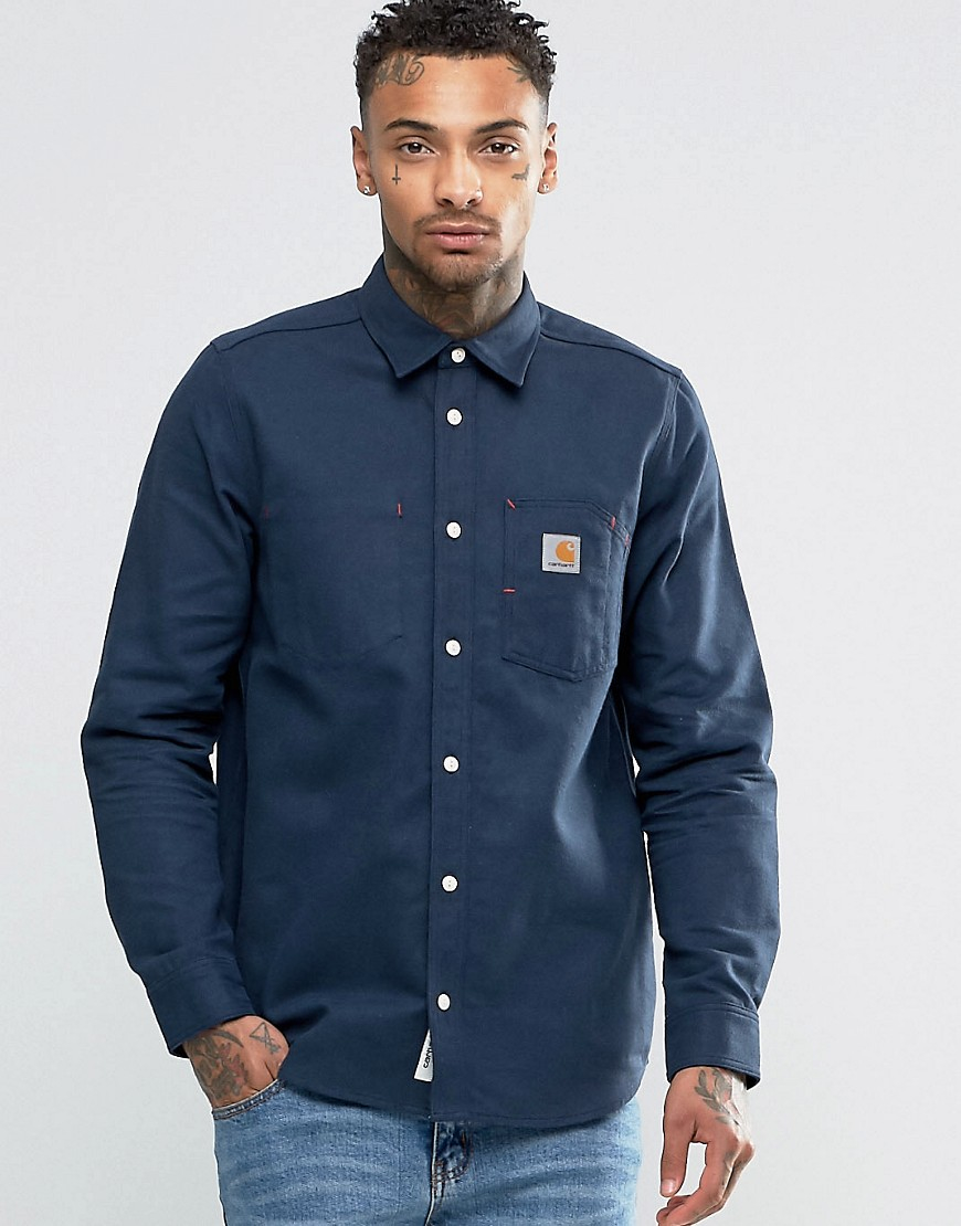 Carhartt WIP Cotton Tony Shirt In Regular Fit - Navy in Blue for Men - Lyst