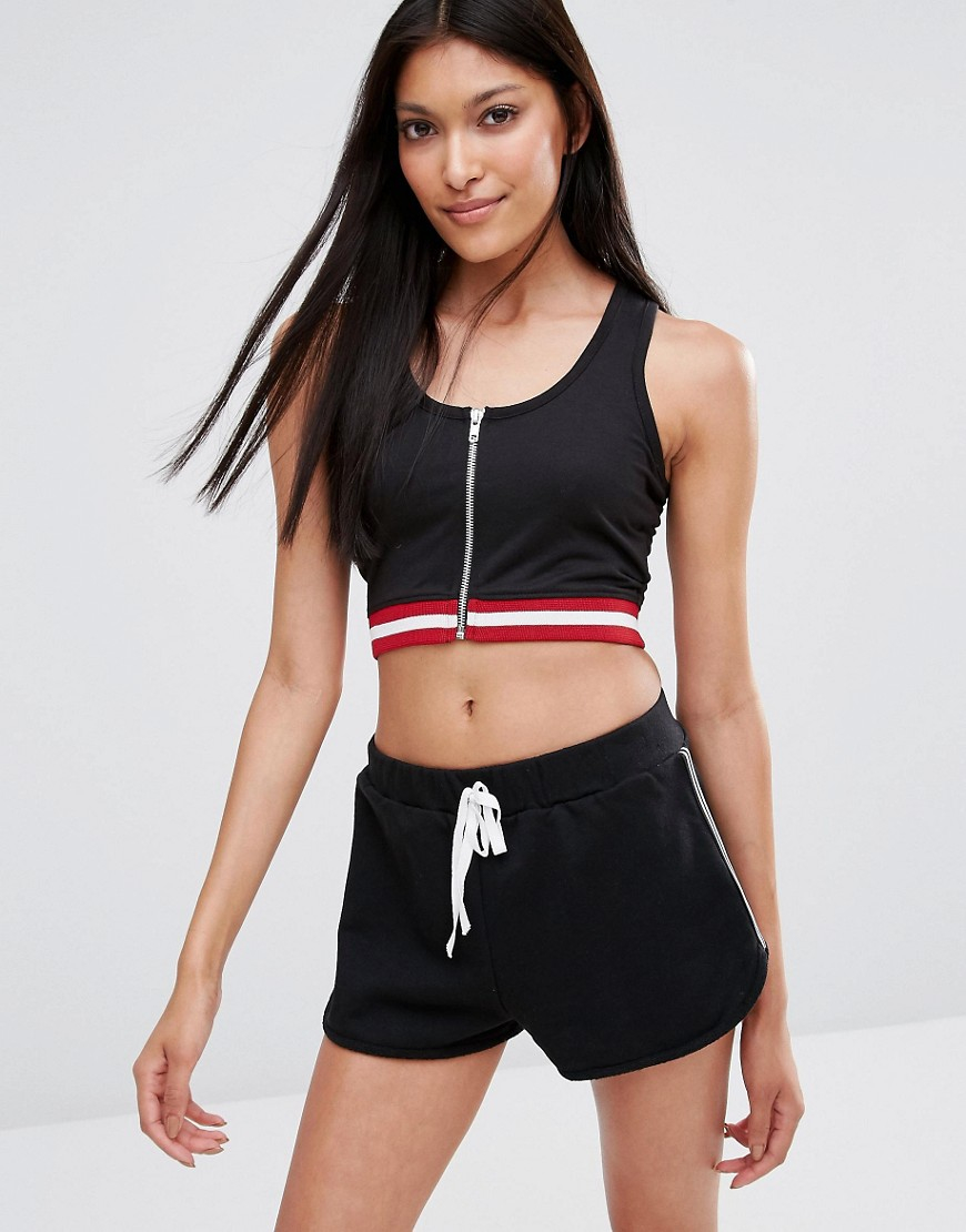 Lyst Missguided Zip Front Crop Top in Black