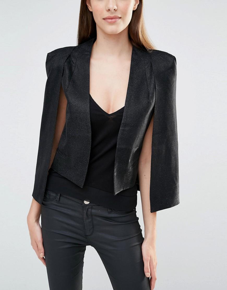 Cropped top cape blazer