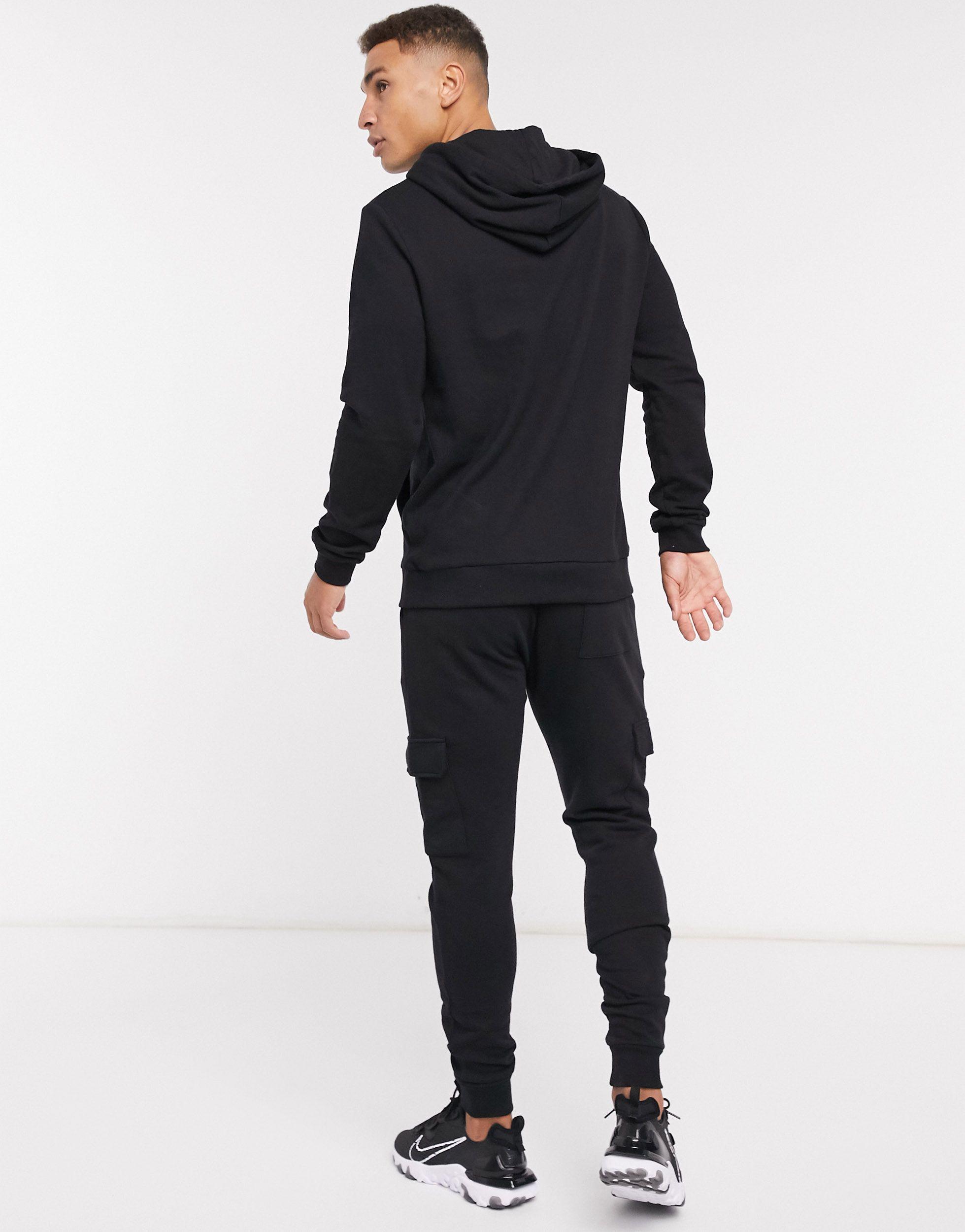 ASOS Tracksuit With Hoodie & Skinny Cargo joggers in Black for Men - Lyst