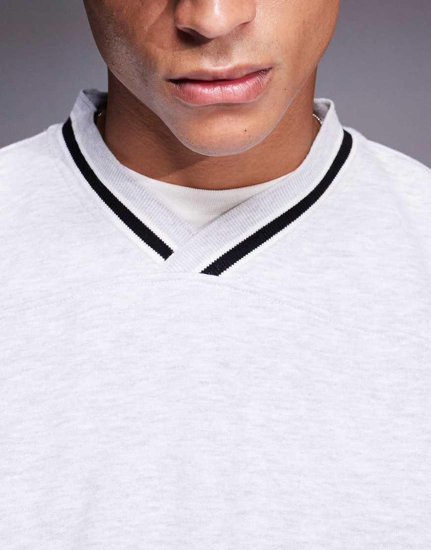 ASOS Extreme Oversized Boxy V Neck Sweatshirt in White for Men
