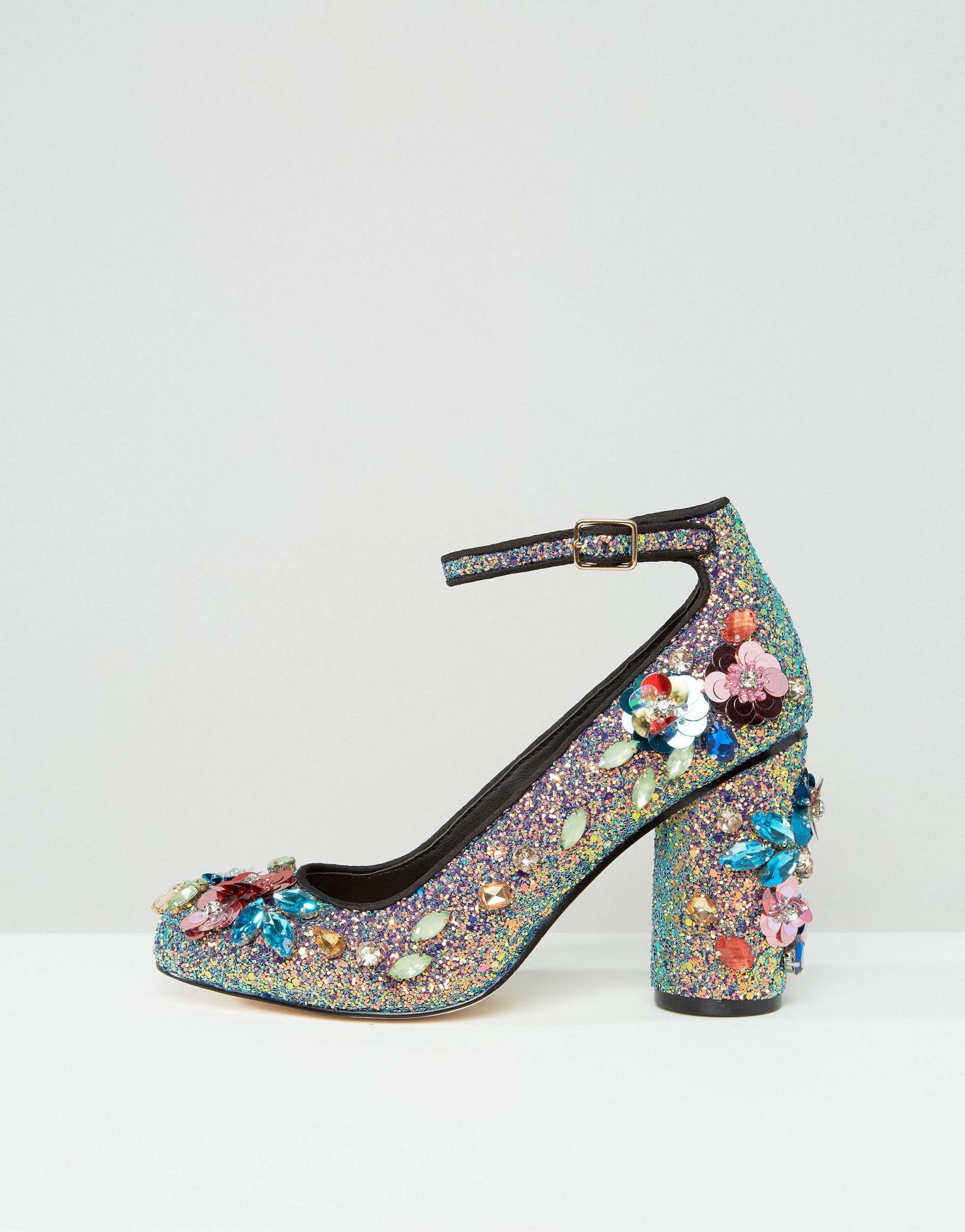 blue embellished heels