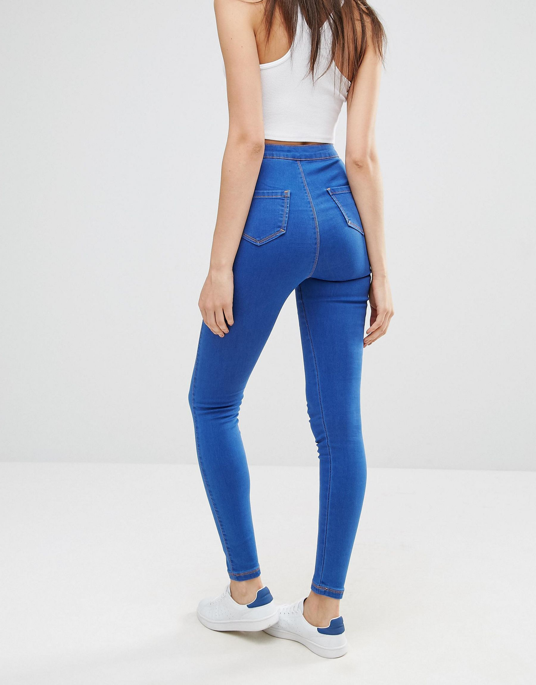 Missguided Vice High Waisted Tube Jean in Blue | Lyst