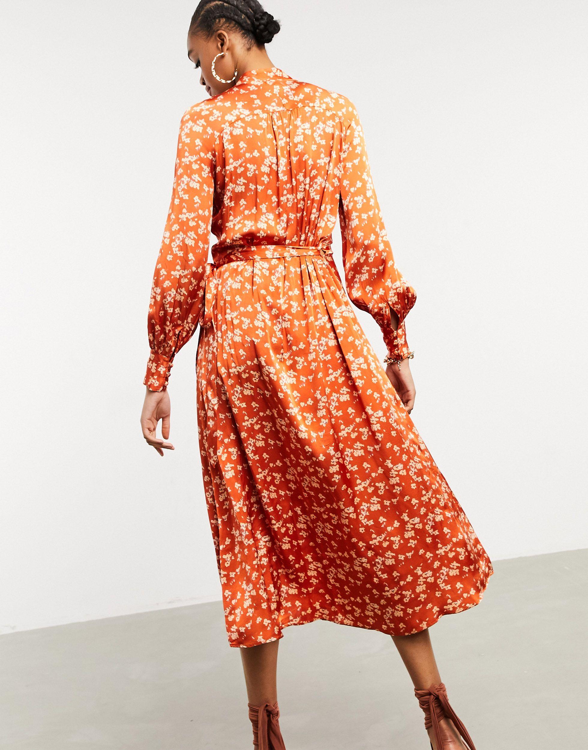Ghost London Midi Dress With Pussy Bow 