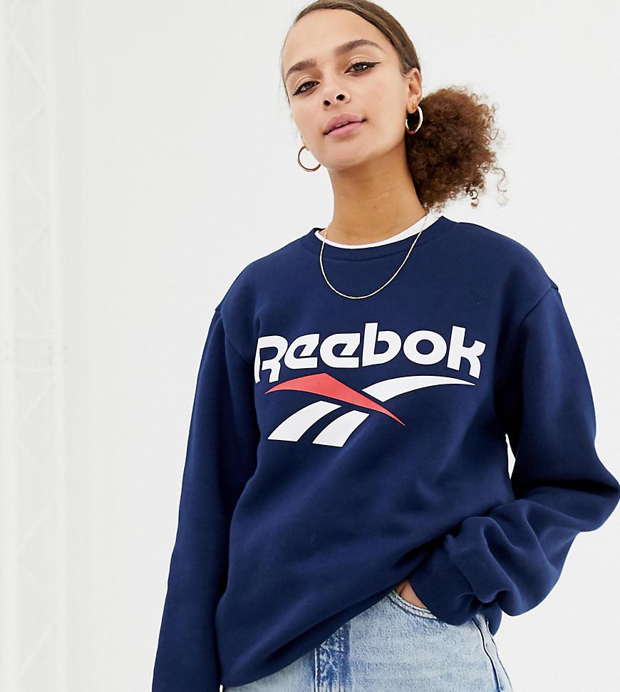 reebok classics navy vector logo sweatshirt