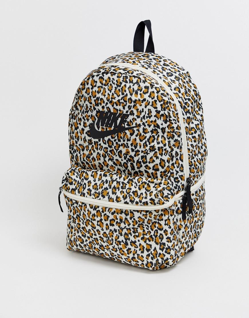 nike rose gold leopard print backpack