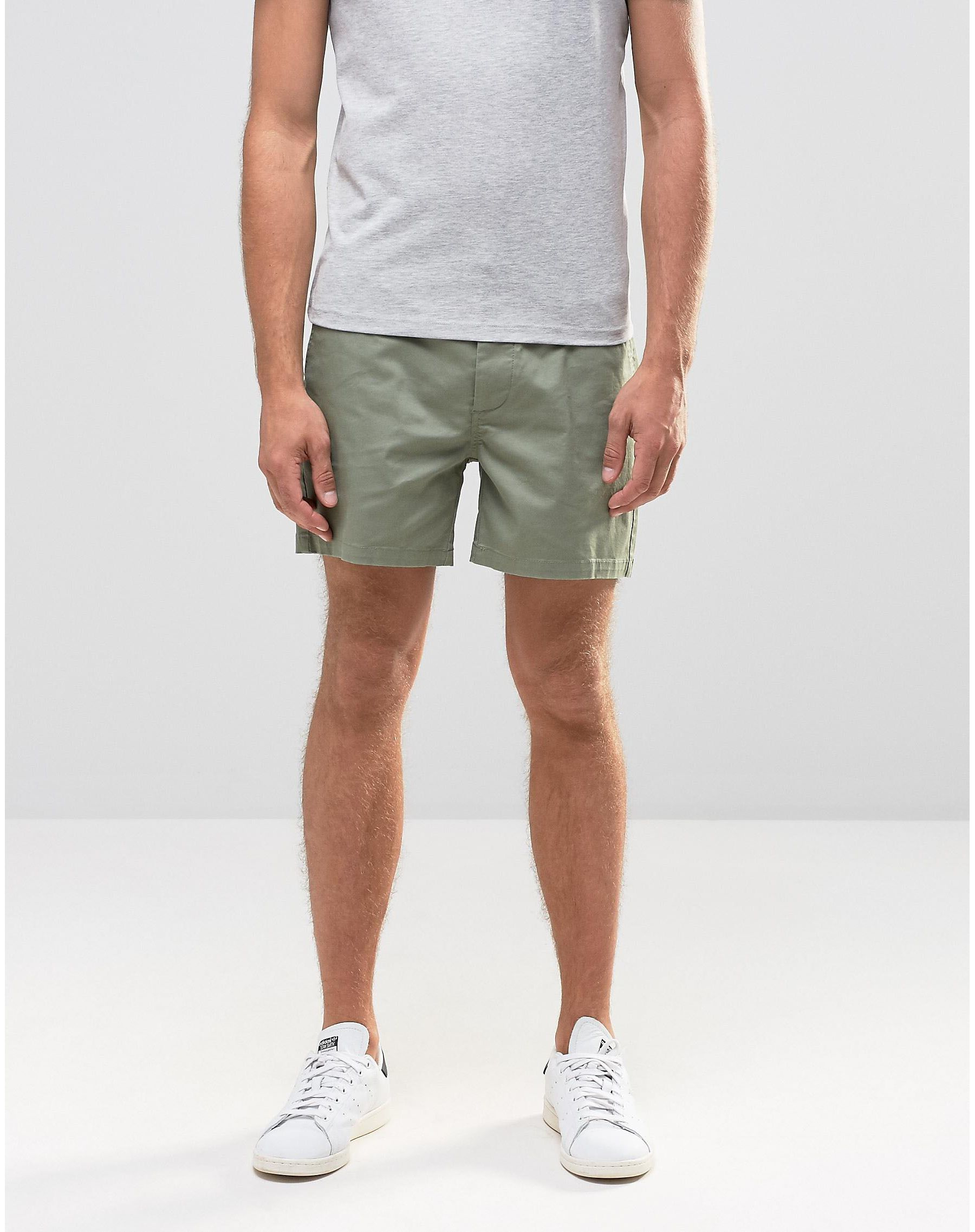Asos Stretch Slim Chino Shorts In Green in Green for Men | Lyst