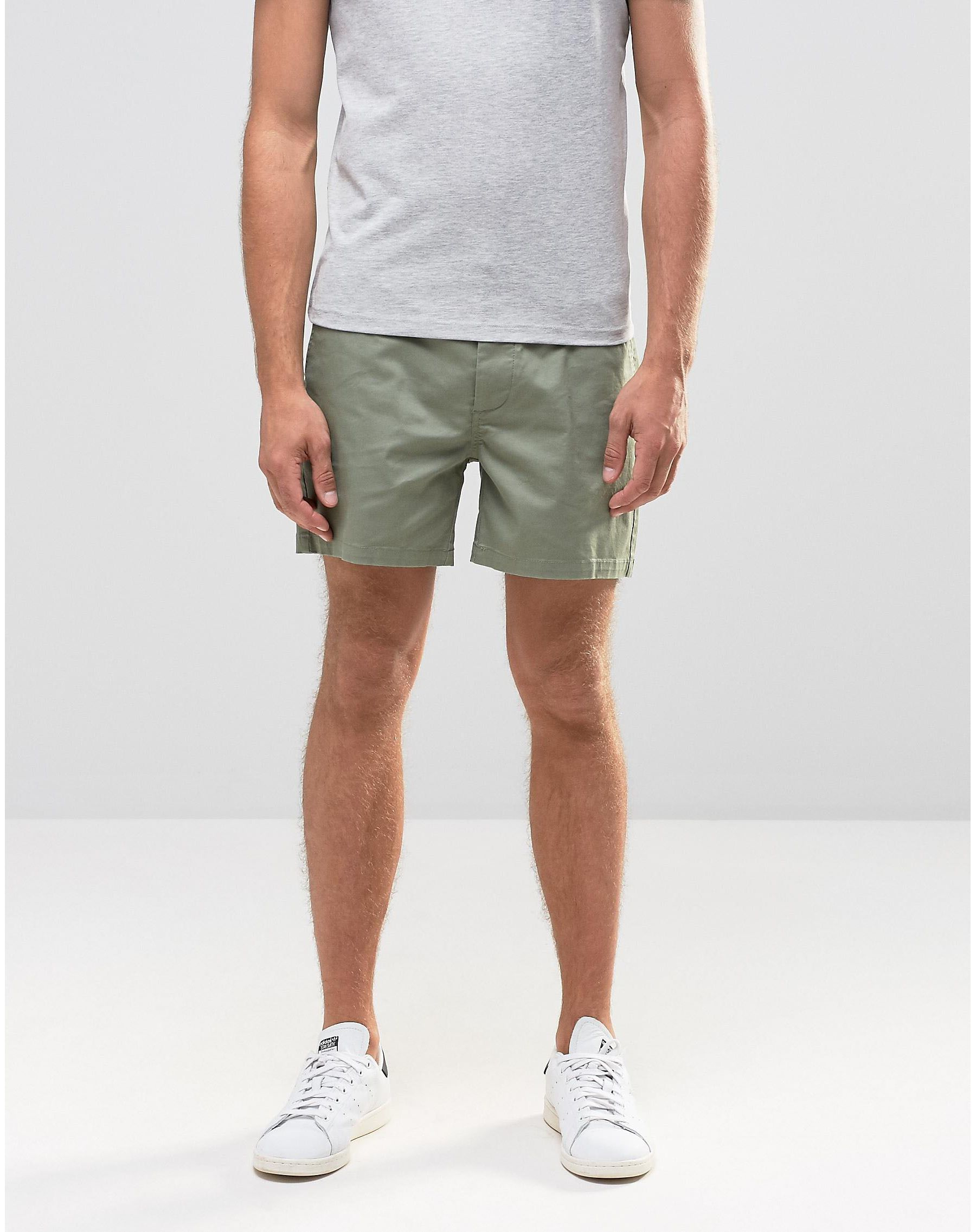 Asos Stretch Slim Chino Shorts In Green in Green for Men Lyst