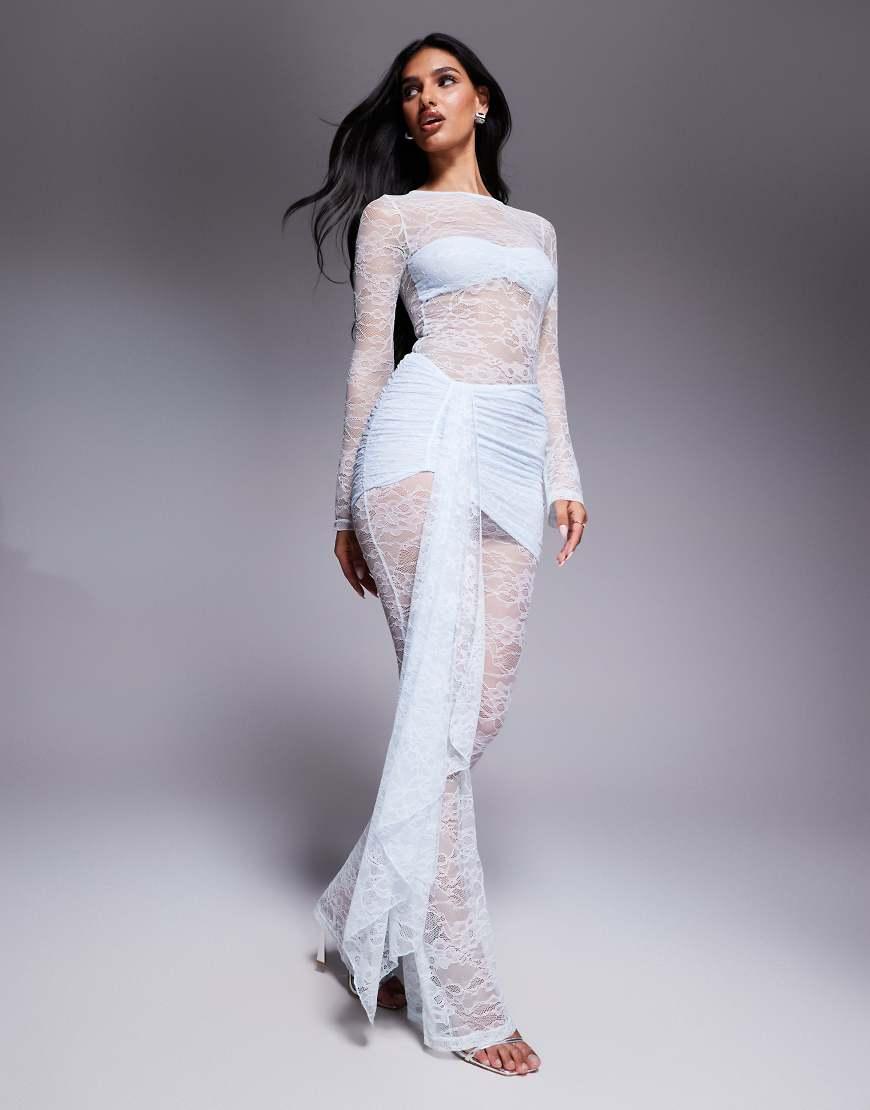 White Bardot Britney Jumpsuit Wanderdoll Jamie Lace Drape Detail