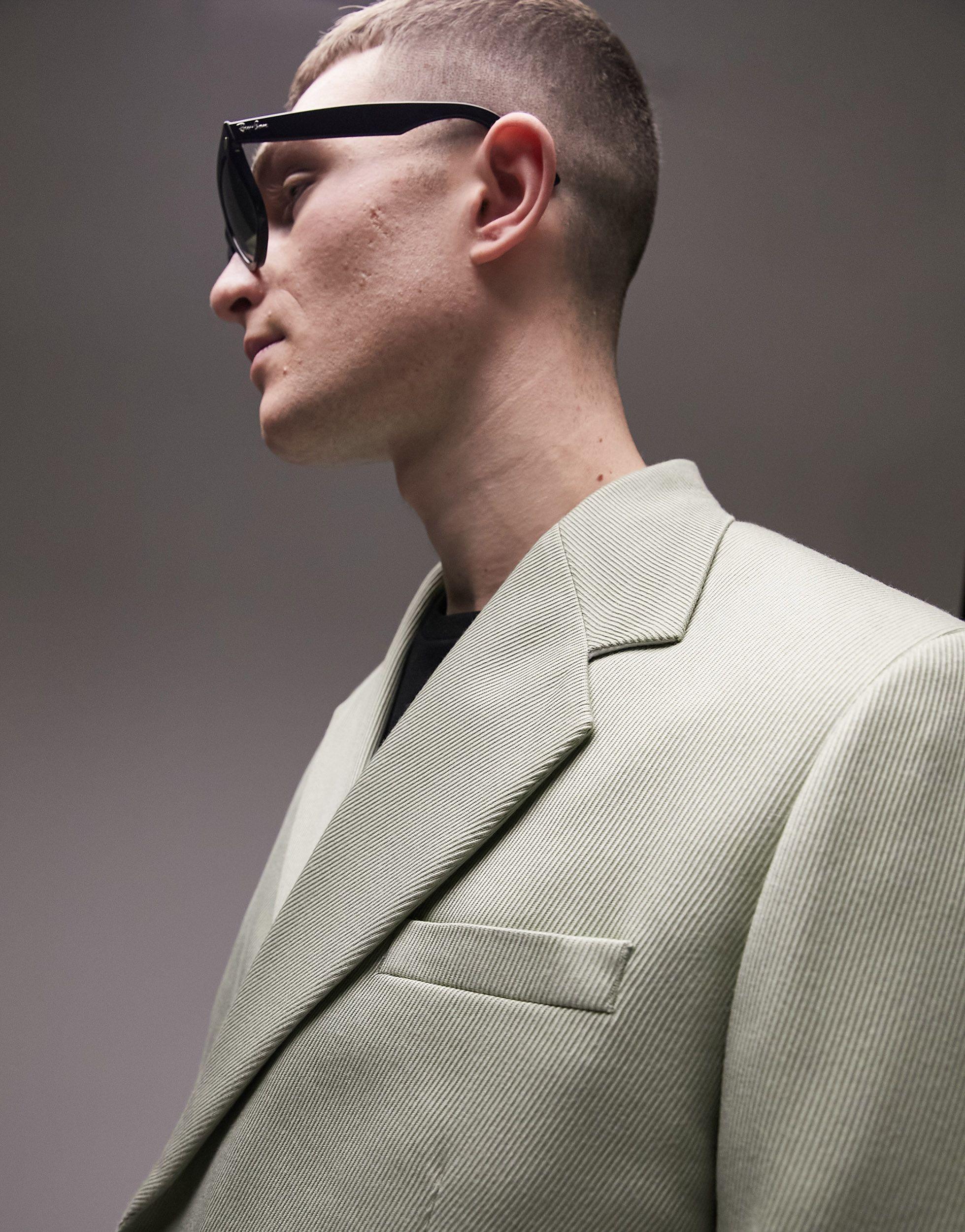 TOPMAN Wrap Pronounced Twill Blazer in Gray for Men Lyst