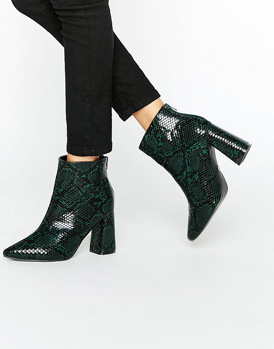 Green snake print boots Clearance