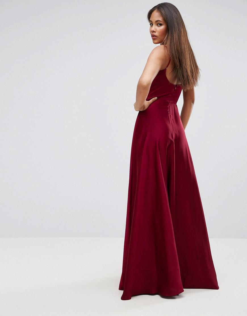 red square neck maxi dress