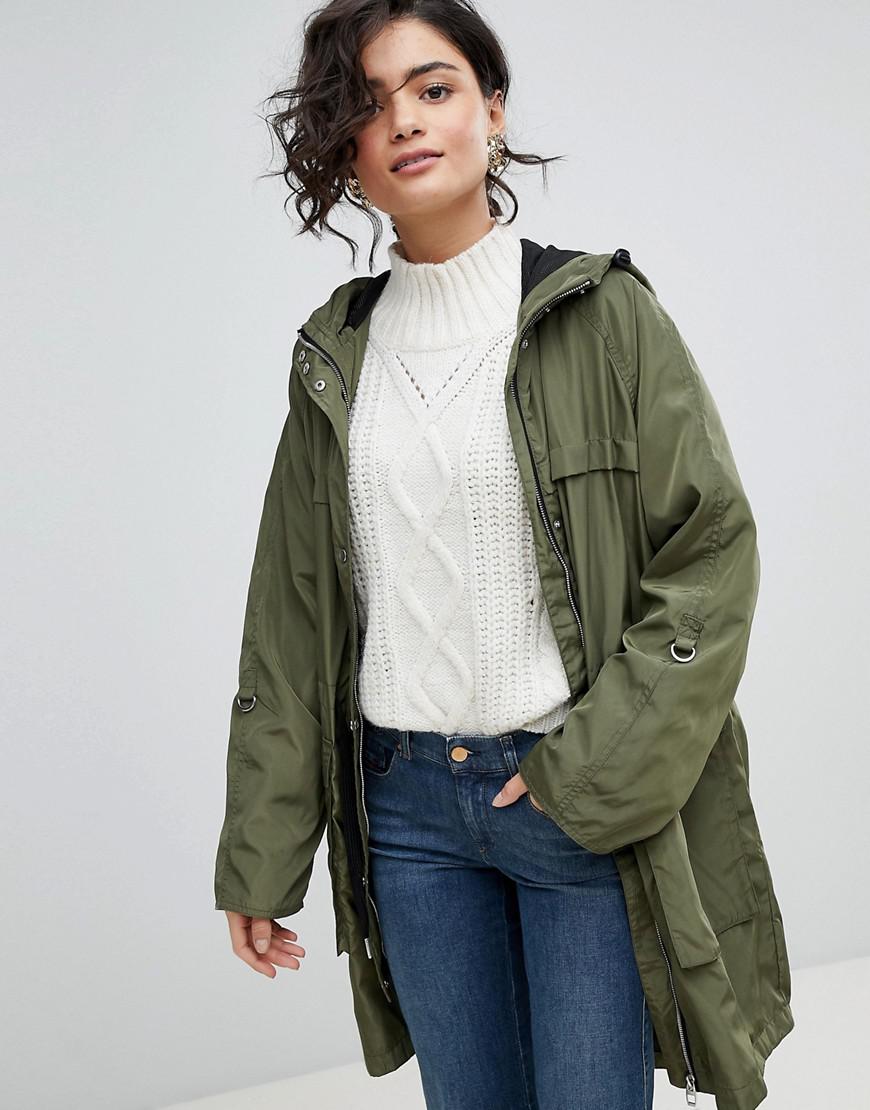 Vero Moda Hooded Rain Jacket in Green | Lyst Canada