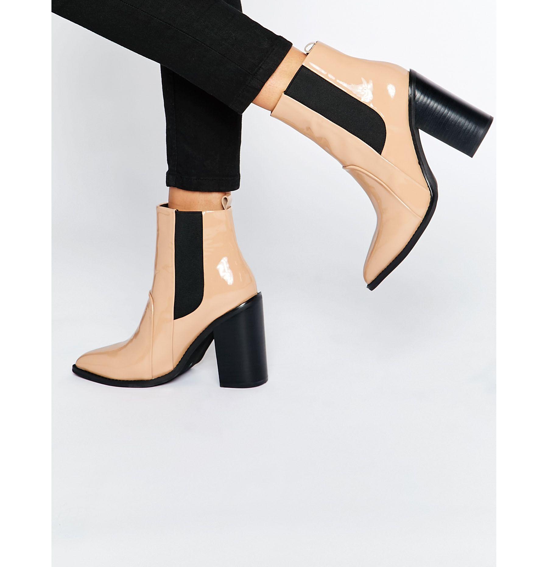 nude patent leather booties