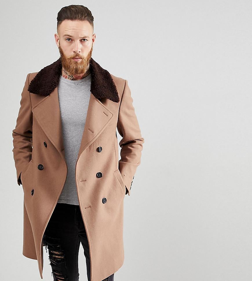 mens overcoat with faux fur collar