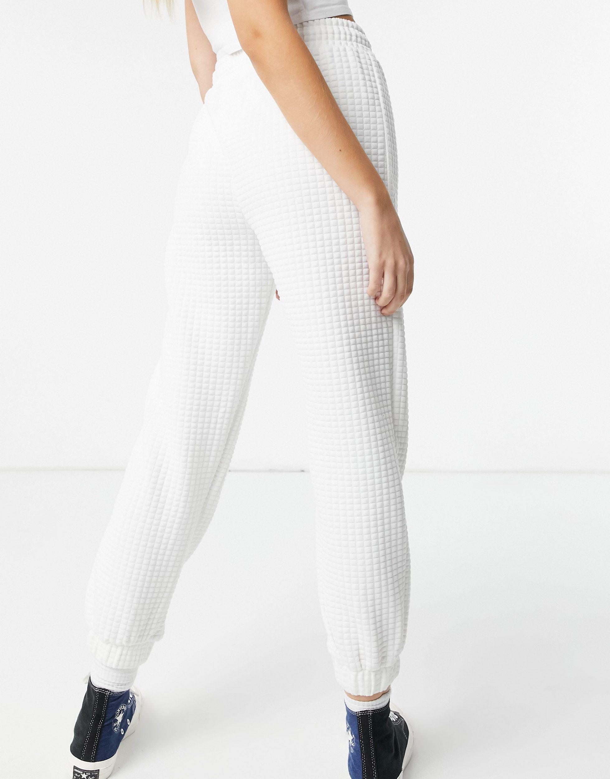 bershka waffle jogger in charcoal
