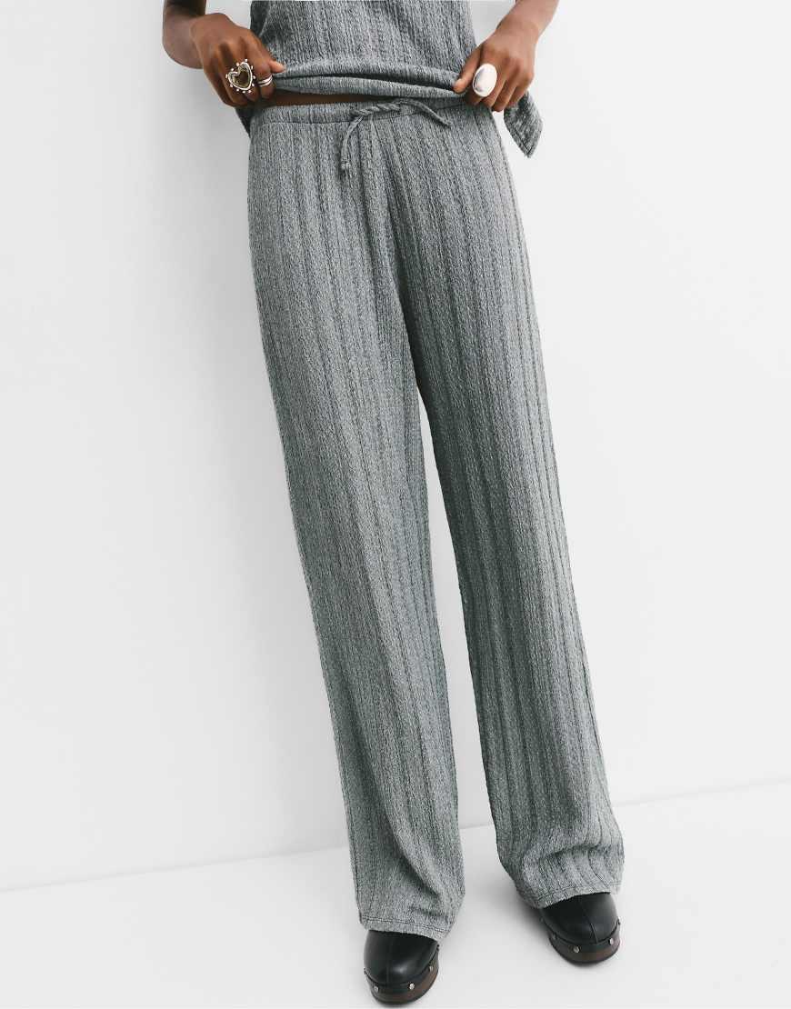 Pull&Bear Striped Crepe Trousers in Grey Lyst UK